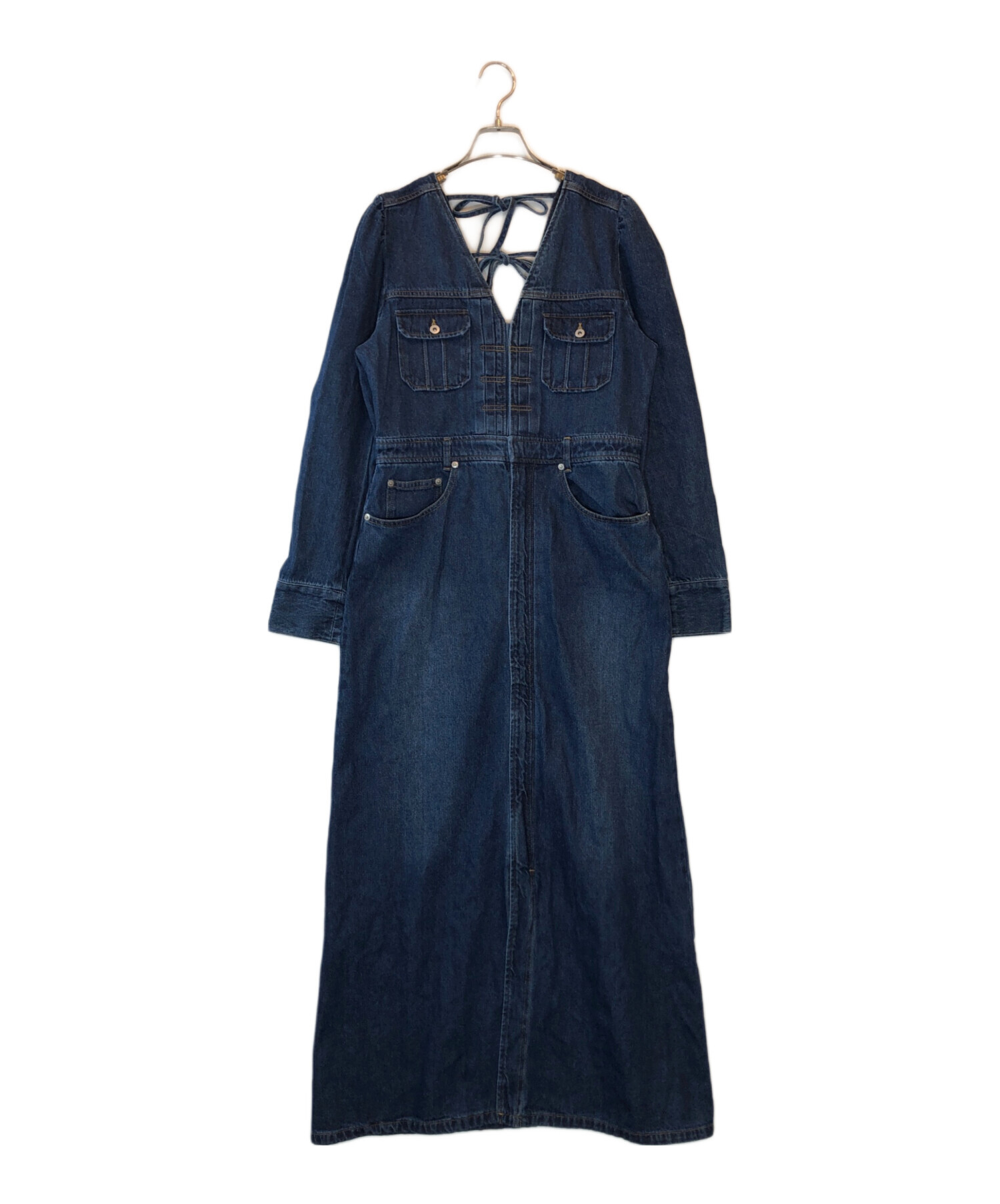中古・古着通販】Ameri (アメリ) ADORABLE BACK RIBBON DENIM DRESS
