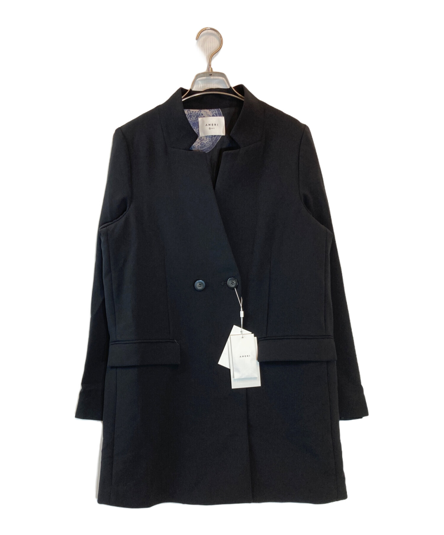 専用 アメリ ヴィンテージ NOTCH PRINT LINING JACKET 中古・古着通販】AMERI (アメリ) NOTCH PRINT LINING JACKET ブラック