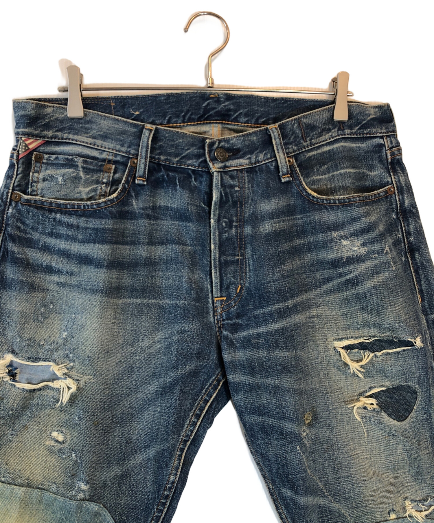 ラルフローレン RRL ライトブルーダメージデニムパンツ　ビンテージ ラルフローレン RRL ライトブルーダメージデニムパンツ ビンテージ