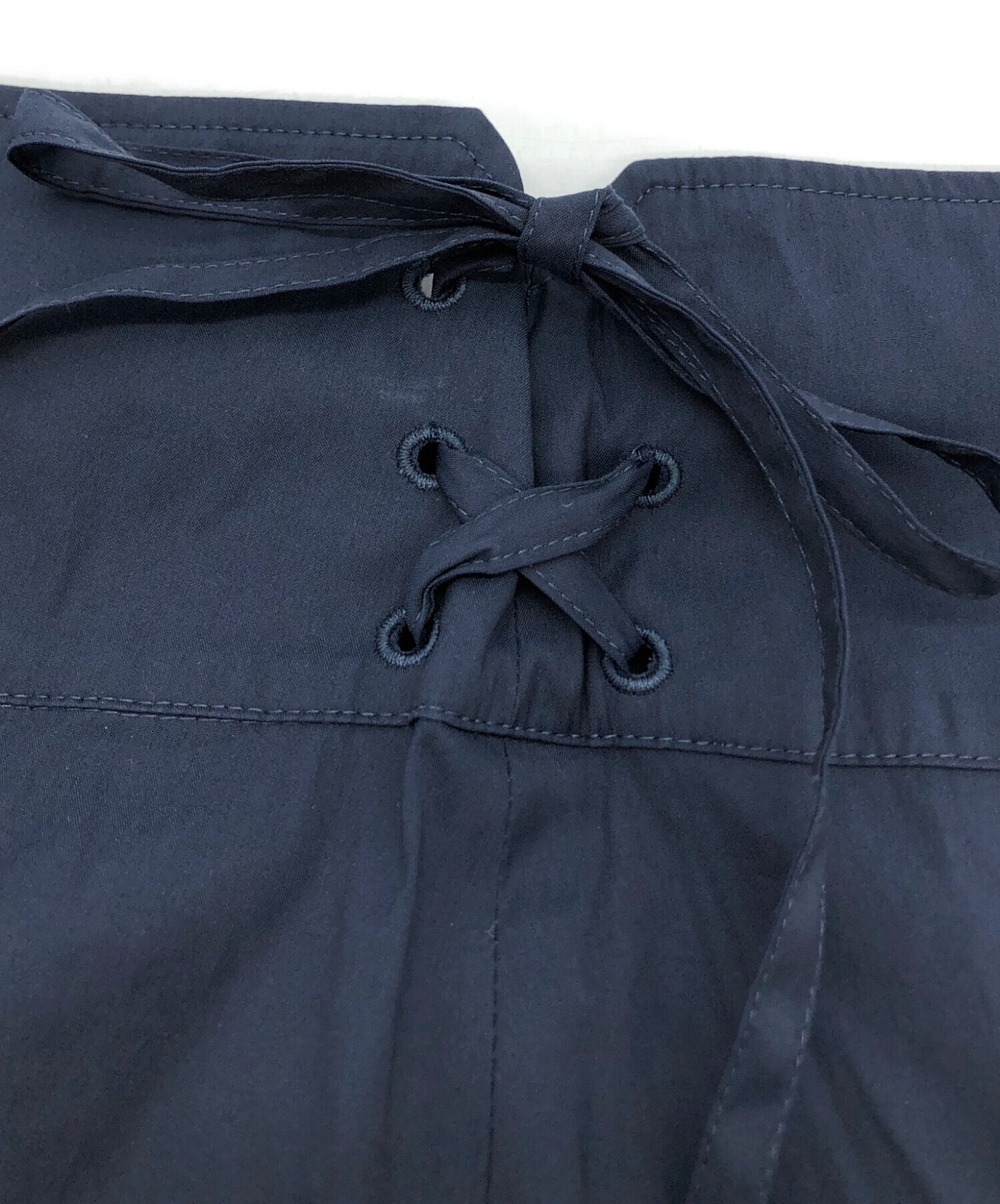 中古・古着通販】PRADA (プラダ) バックリボンワイドパンツ ネイビー