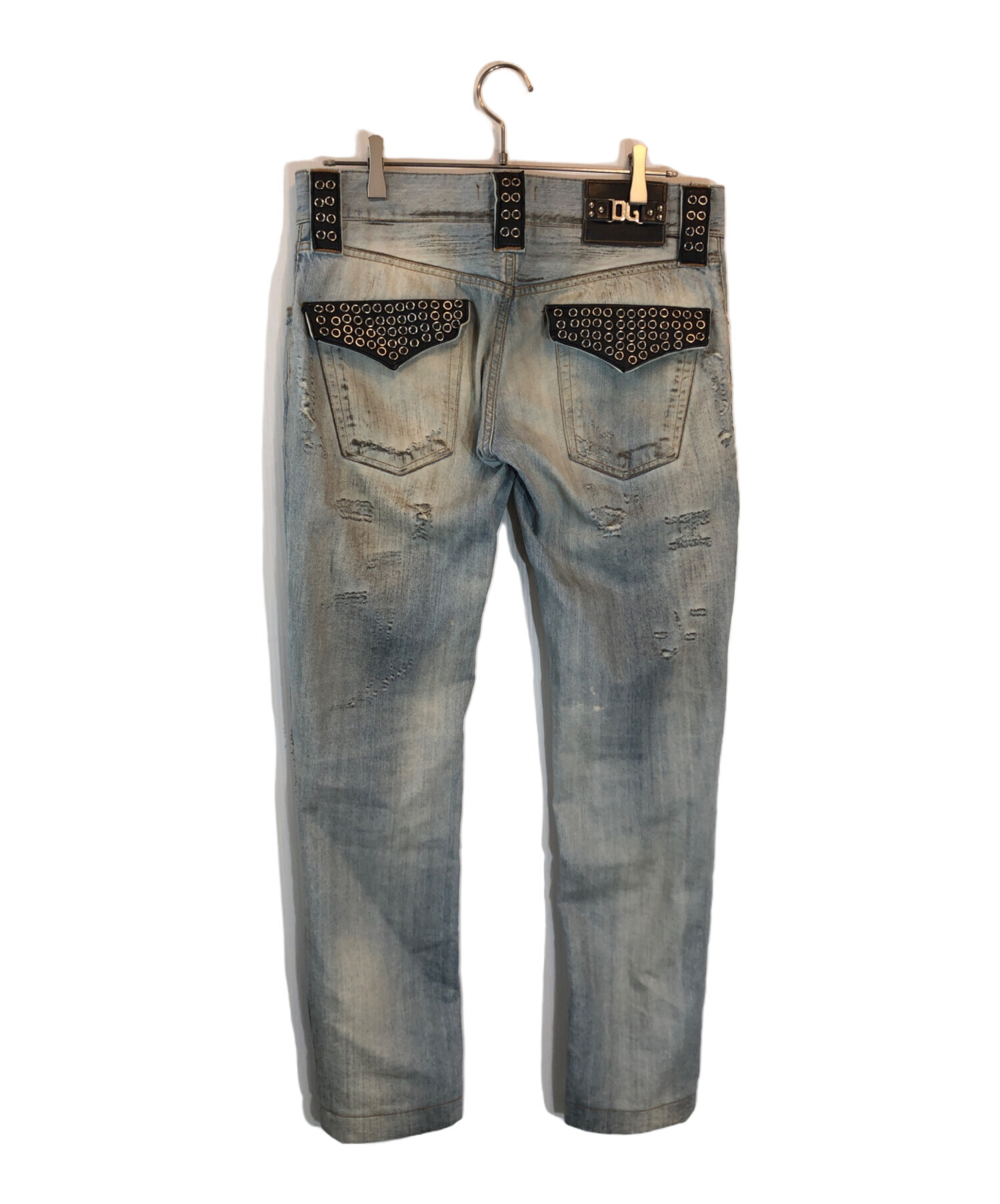 DOLCE&GABBANA 14GOLD ハードダメージ加工デニム　レザーメタル 中古・古着通販】DOLCE & GABBANA (ドルチェ＆ガッバーナ) メタルロゴ
