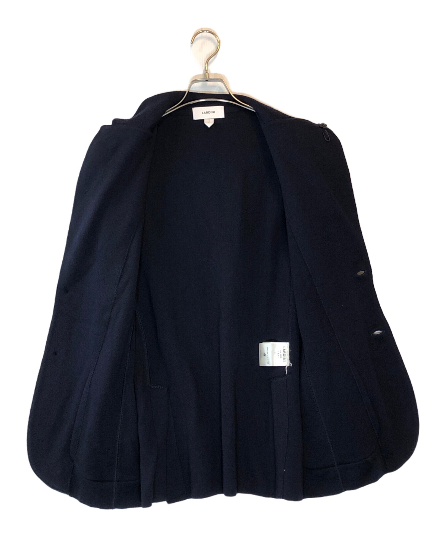 LARDINI 現行モデル ミラノリブニットジャケット ネイビー 豊田貿易タグ 中古・古着通販】LARDINI (ラルディーニ) ウールミラノリブニット