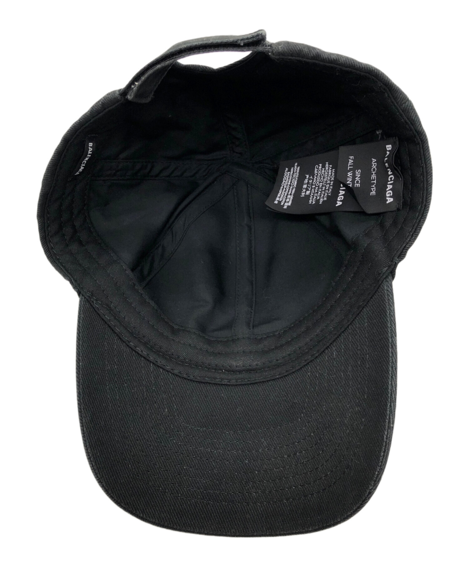 BALENCIAGA ベースボールキャップ 黒 中古・古着通販】BALENCIAGA (バレンシアガ) ベースボールキャップ