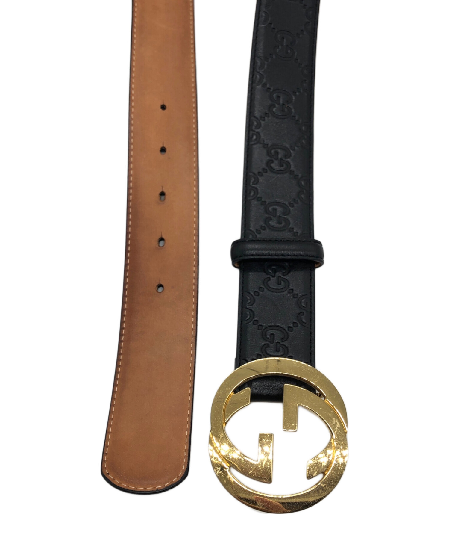 中古・古着通販】GUCCI (グッチ) インターロッキンGベルト ブラック