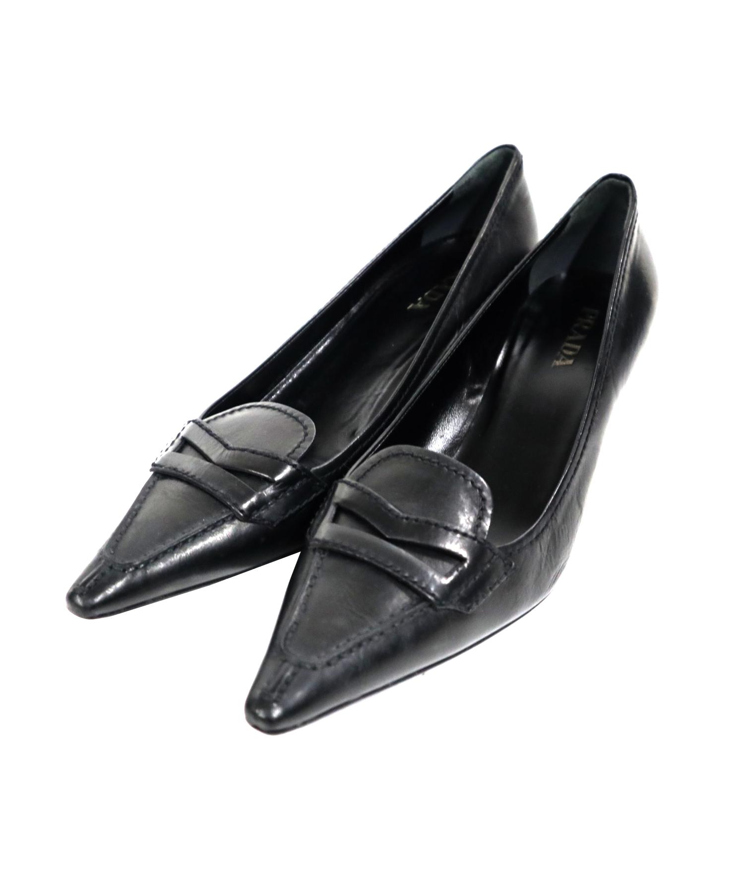 中古・古着通販】PRADA (プラダ) ポインテッドトゥローファーパンプス