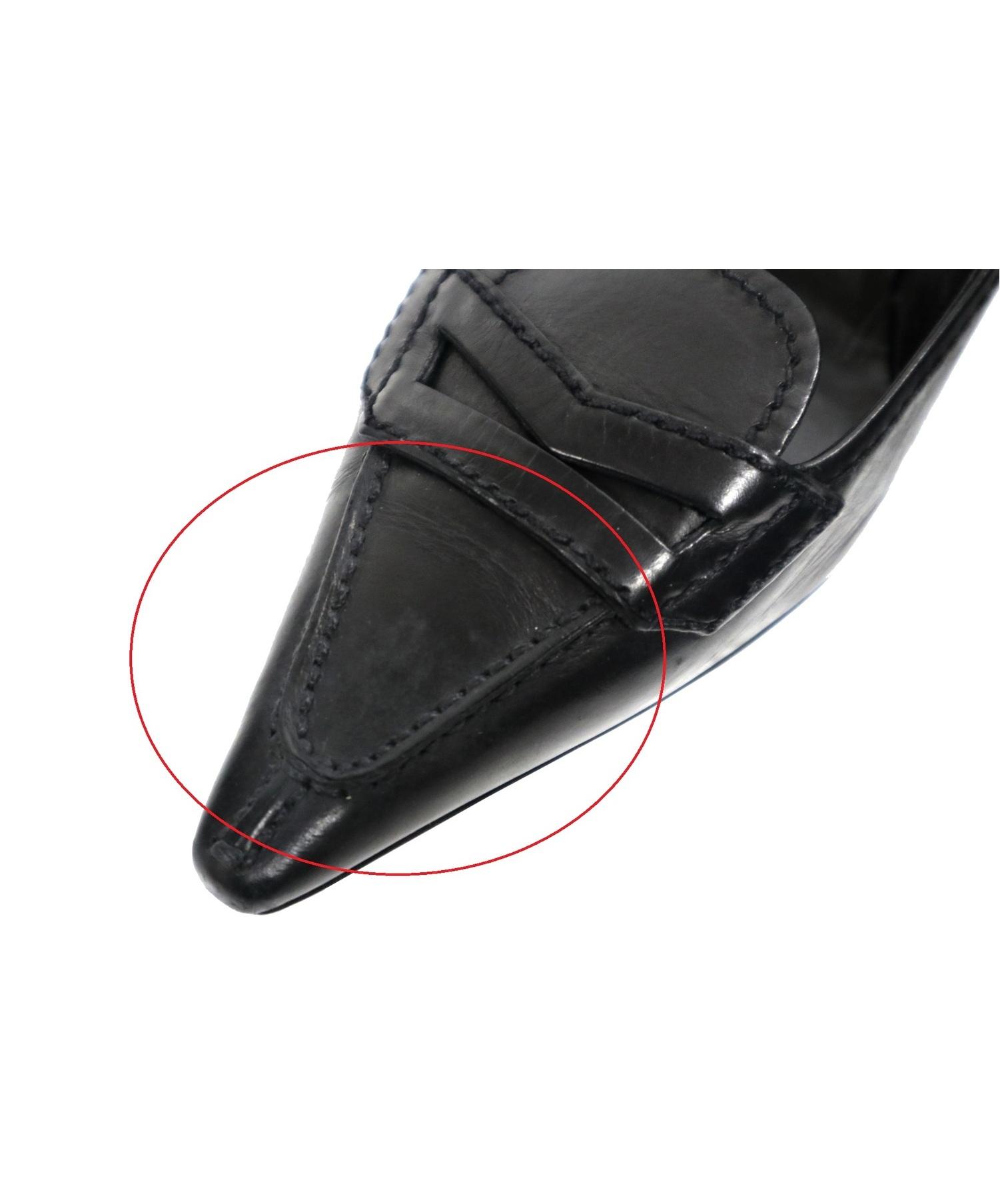 中古・古着通販】PRADA (プラダ) ポインテッドトゥローファーパンプス