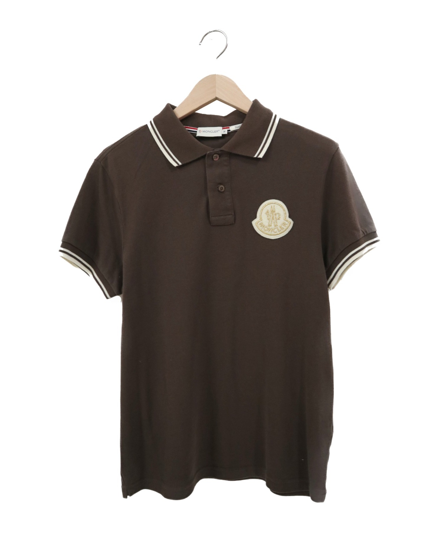 モンクレール ポロシャツ M カーキ ロゴ ワッペン メンズ 中古・古着通販】MONCLER (モンクレール) ロゴワッペンポロシャツ