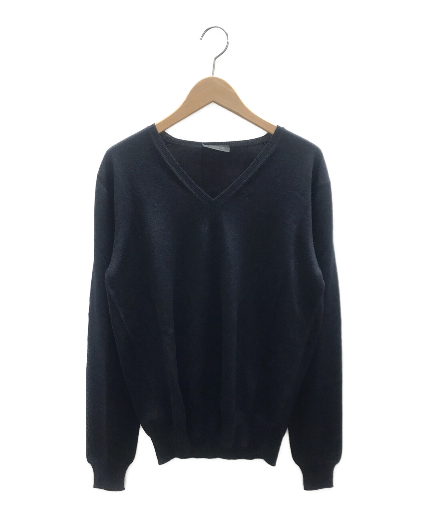 中古・古着通販】PRADA (プラダ) ウールVネックニット ネイビー サイズ 
