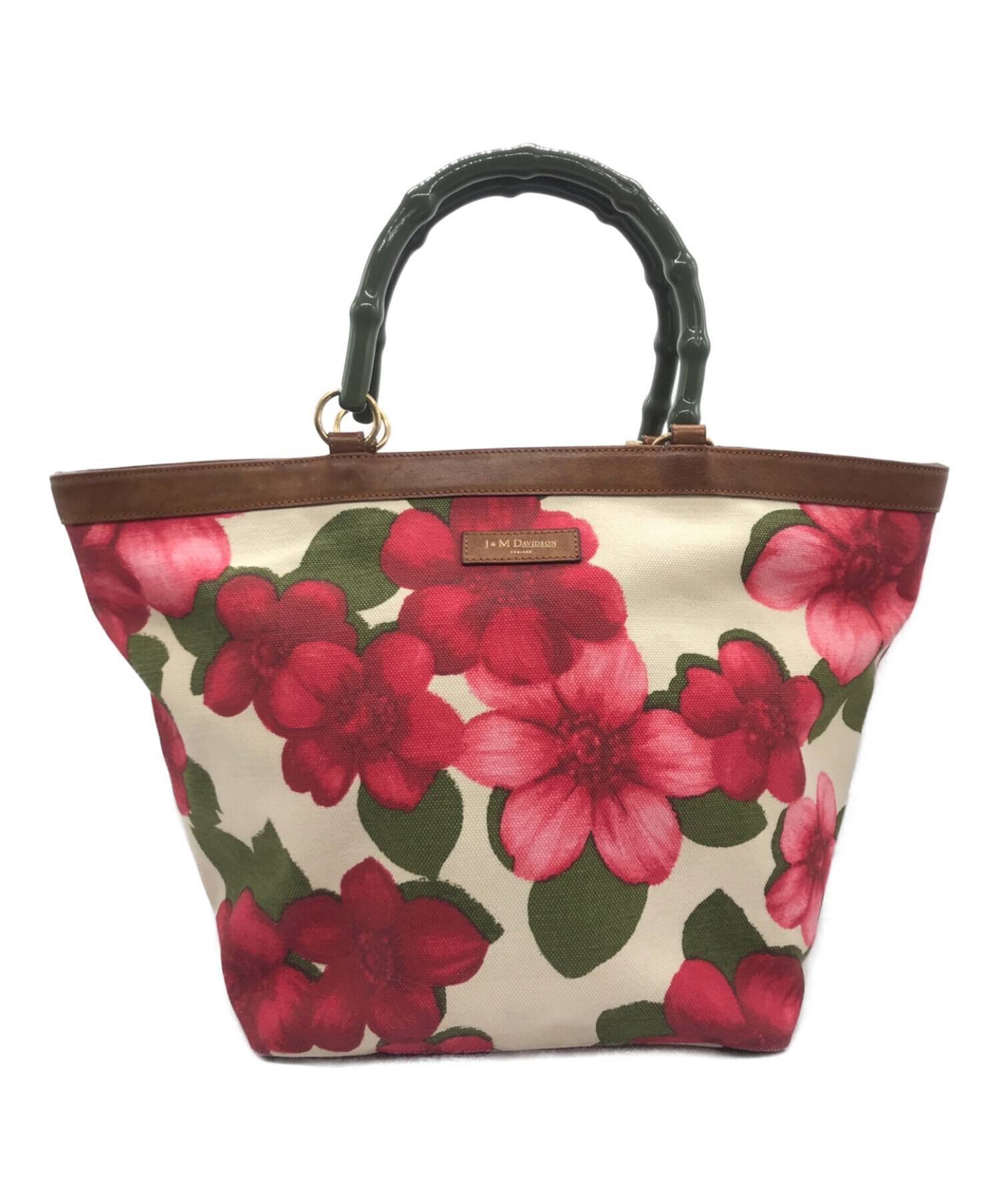 J＆M DAVIDSON バンブーハンドルキャンバストートバック 花柄