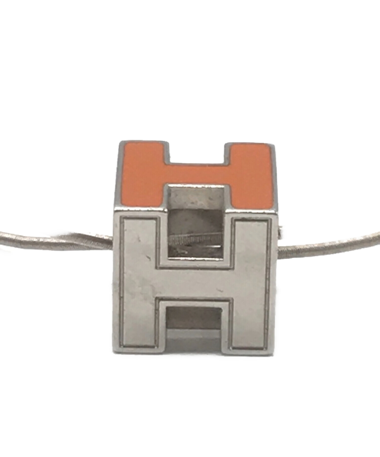 中古・古着通販】HERMES (エルメス) Hキューブ ネックレス オレンジ 