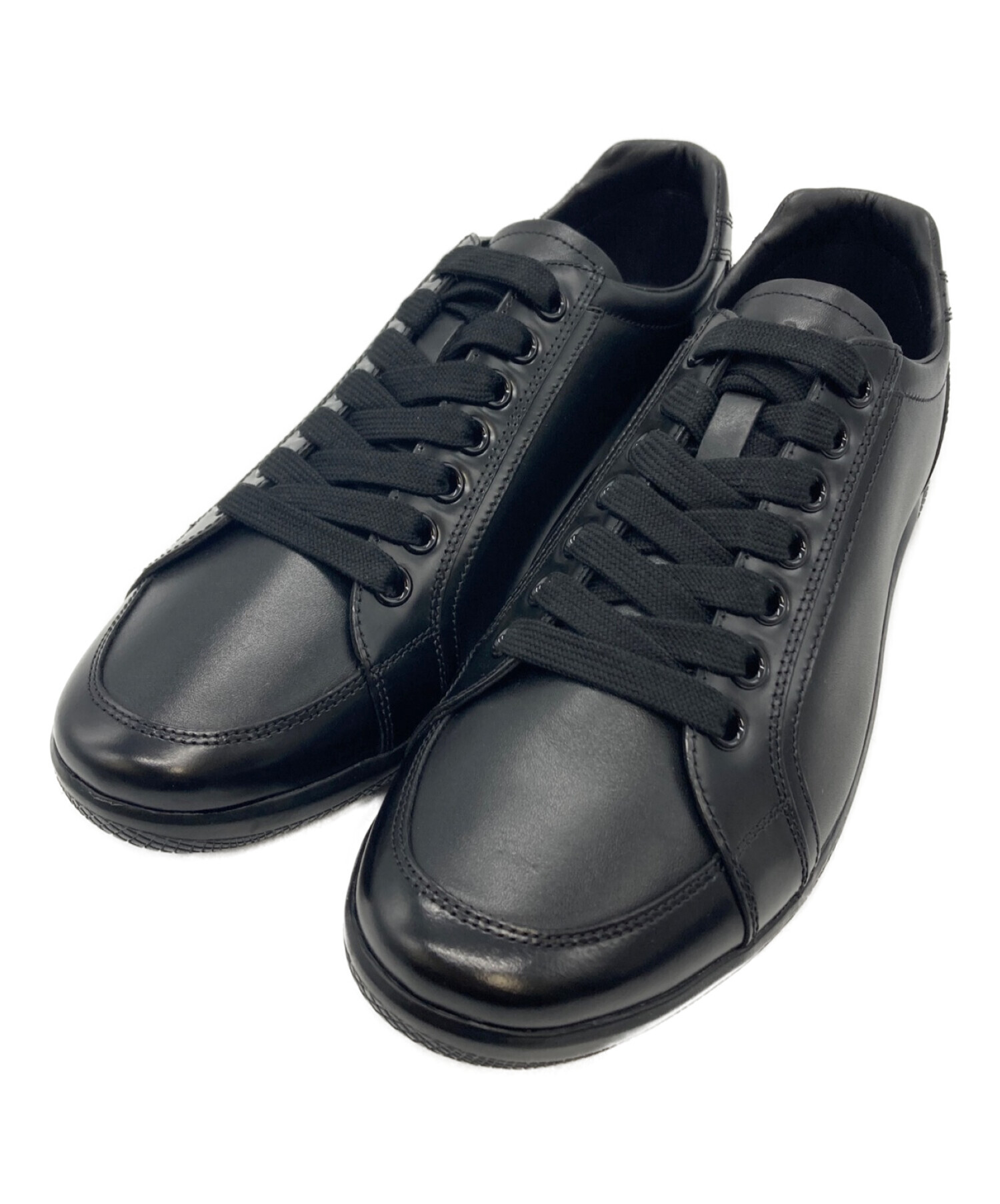 中古・古着通販】PRADA (プラダ) ローカットレザースニーカー ブラック 