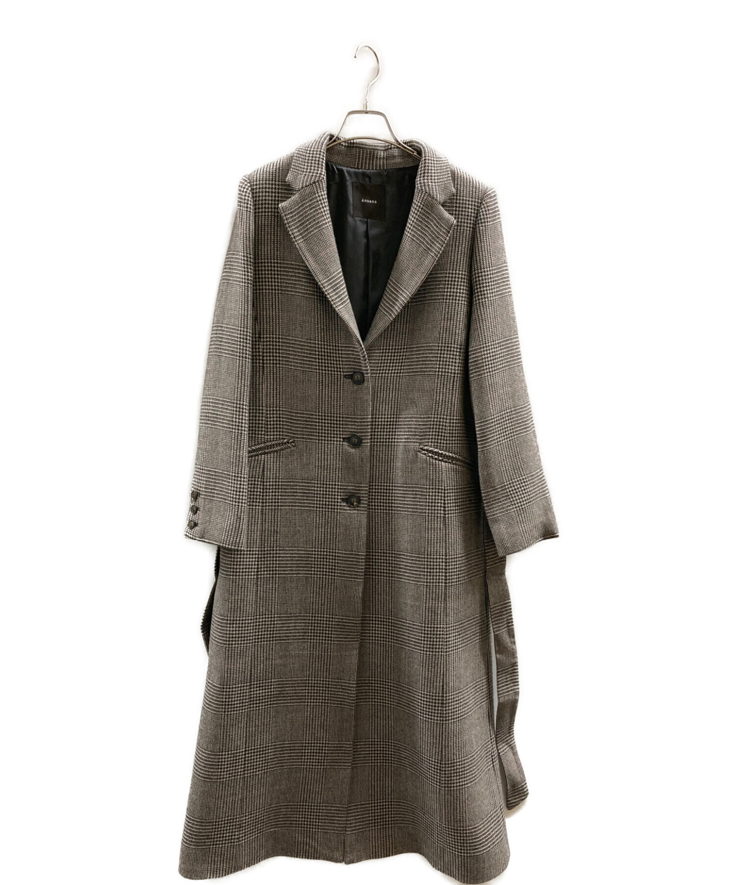 anuans グレンチェックウールチェスターコート