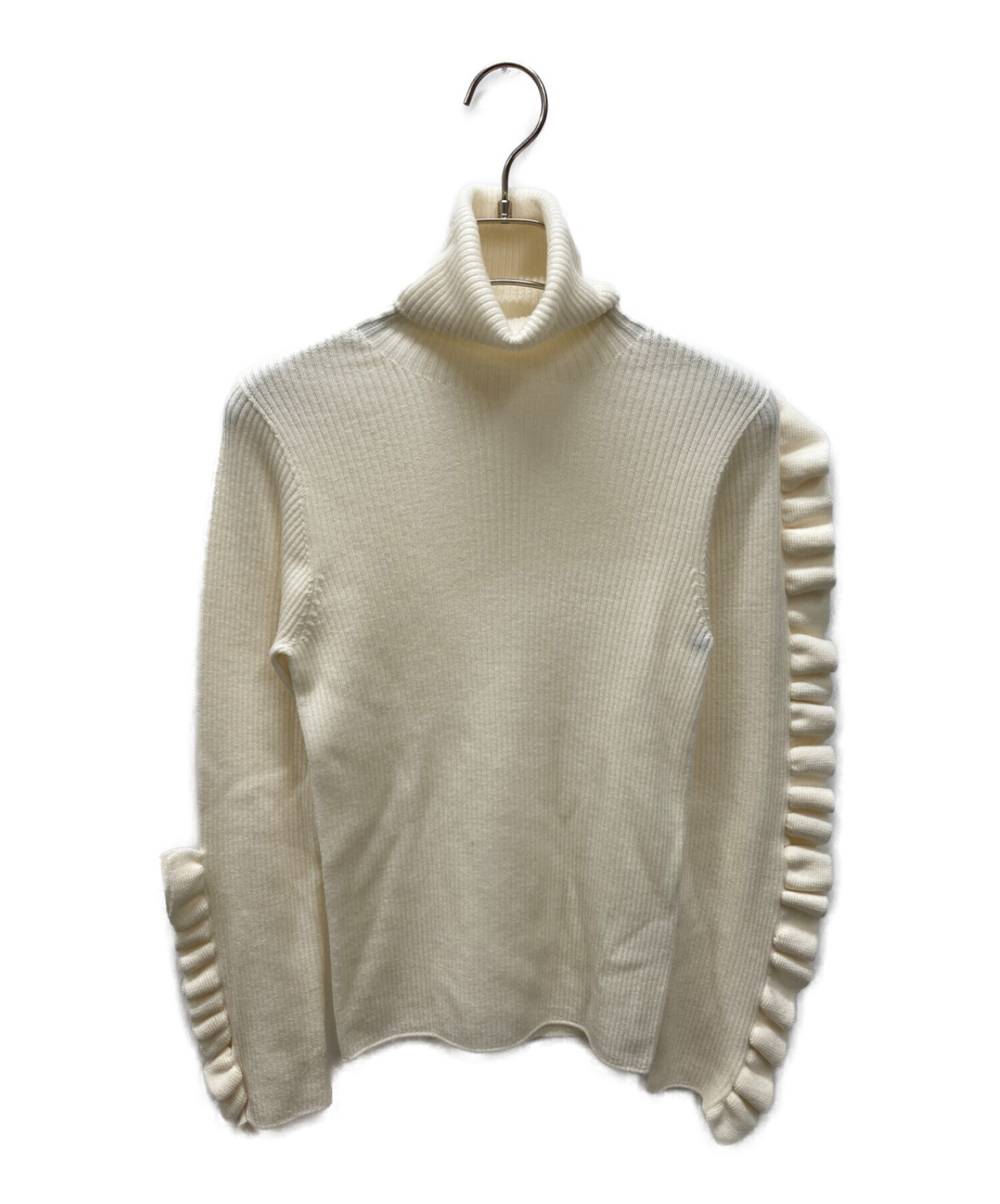 中古・古着通販】cygne (シーニュ) 袖フリルタートルニット ホワイト  