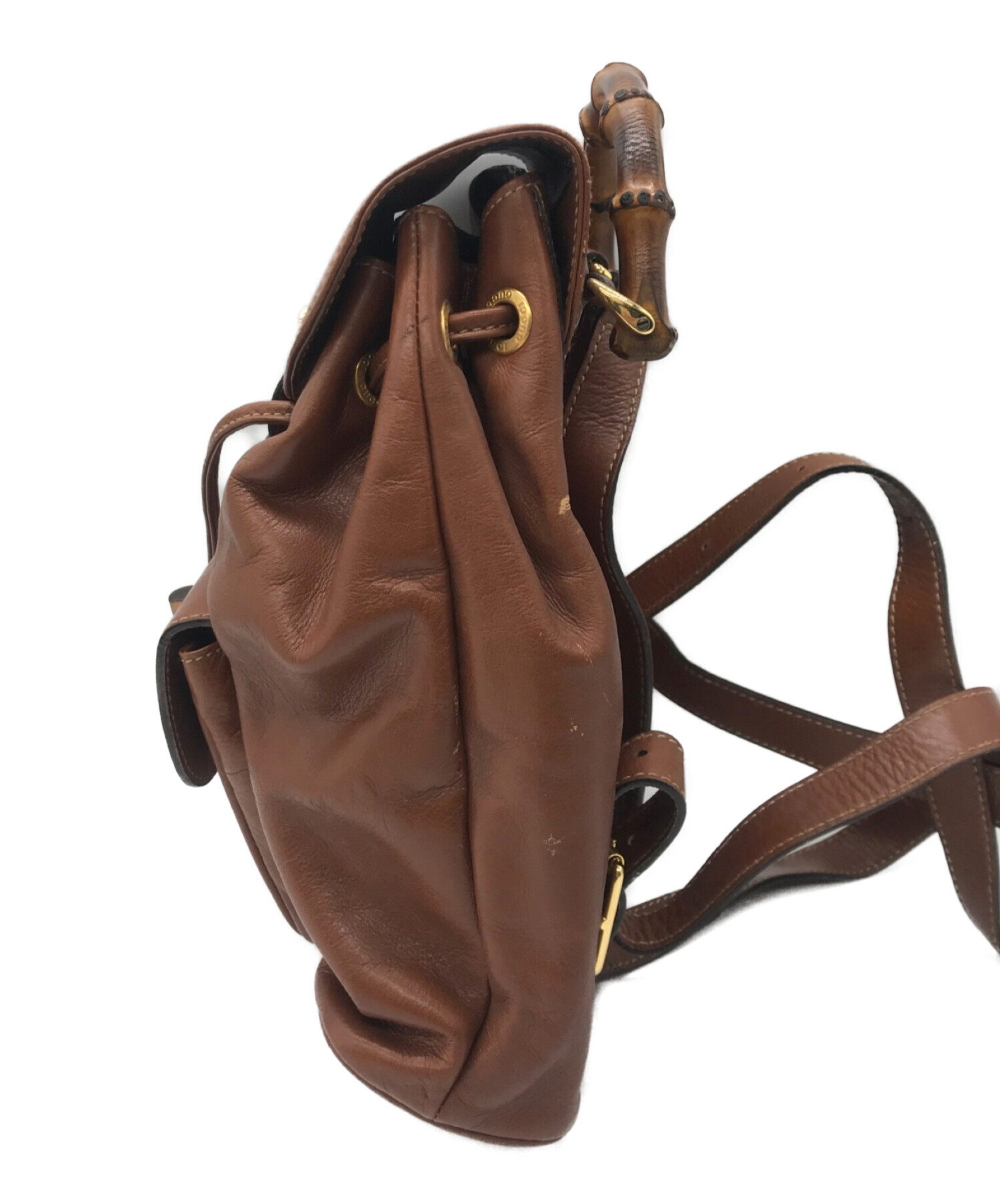 中古・古着通販】GUCCI (グッチ) バンブーレザーミニリュック ブラウン 