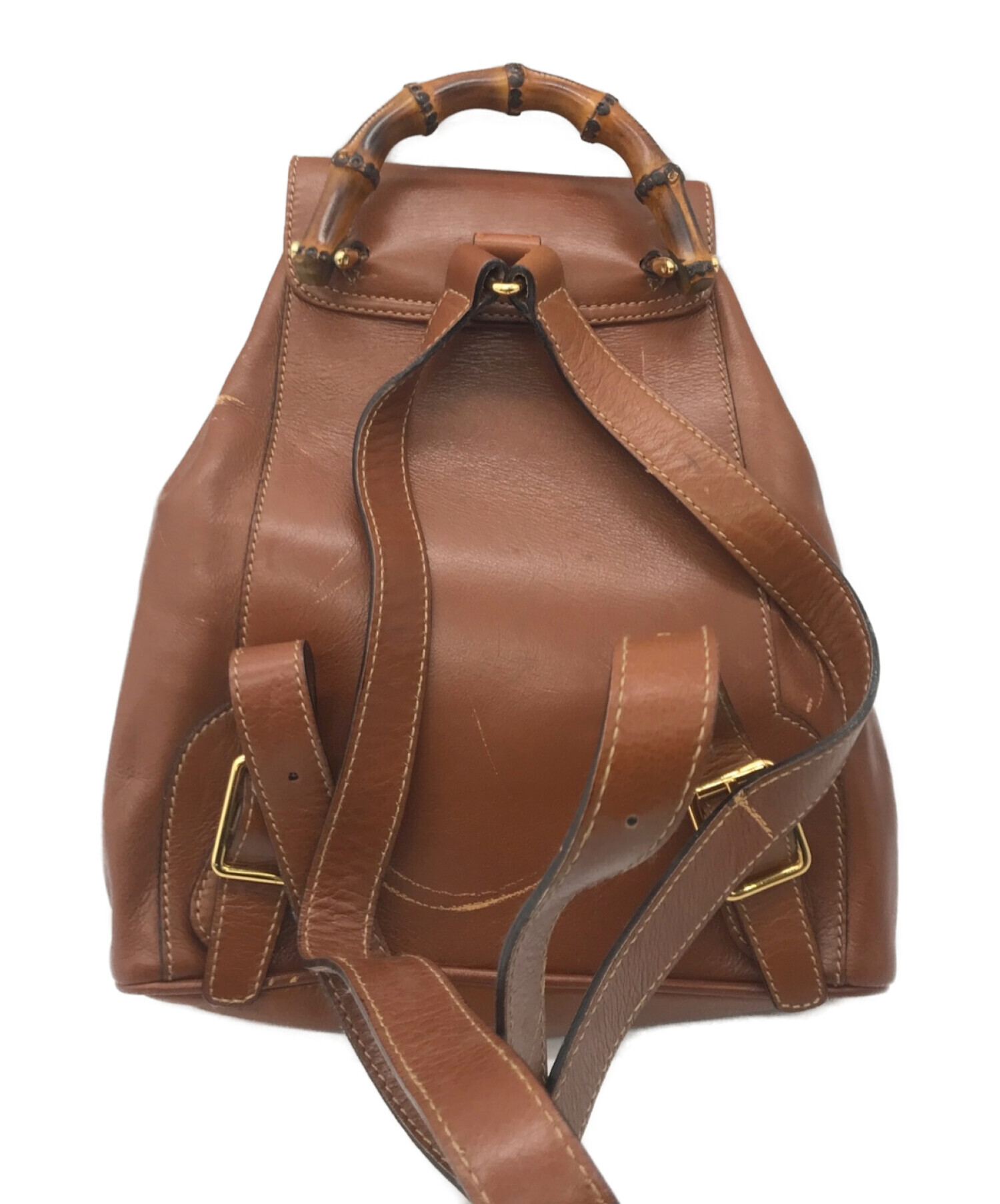 中古・古着通販】GUCCI (グッチ) バンブーレザーミニリュック ブラウン 