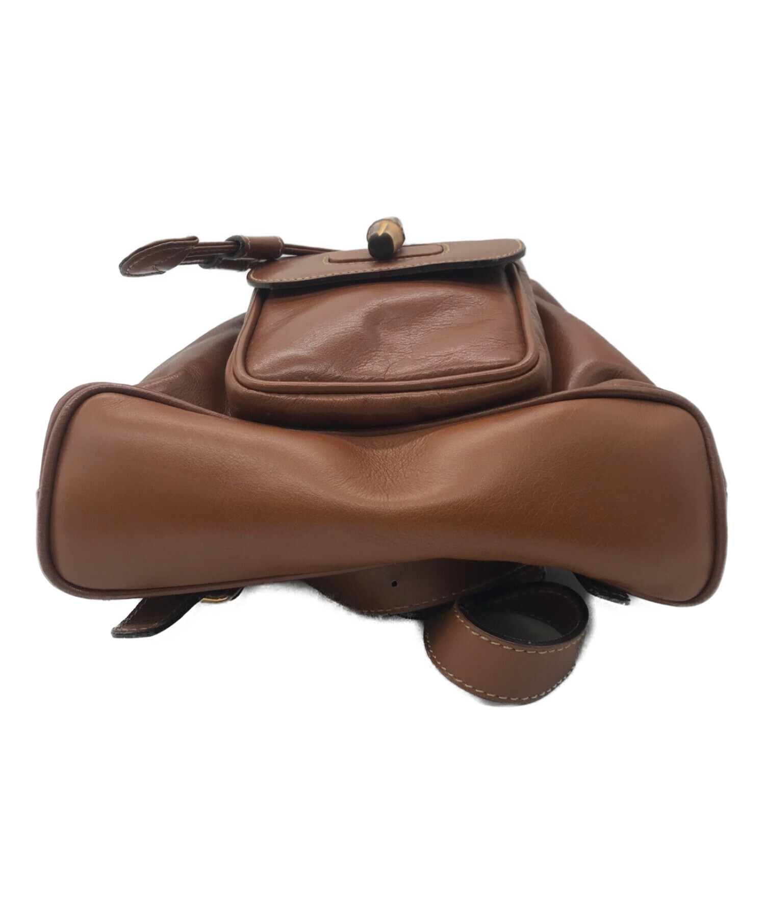 中古・古着通販】GUCCI (グッチ) バンブーレザーミニリュック ブラウン 