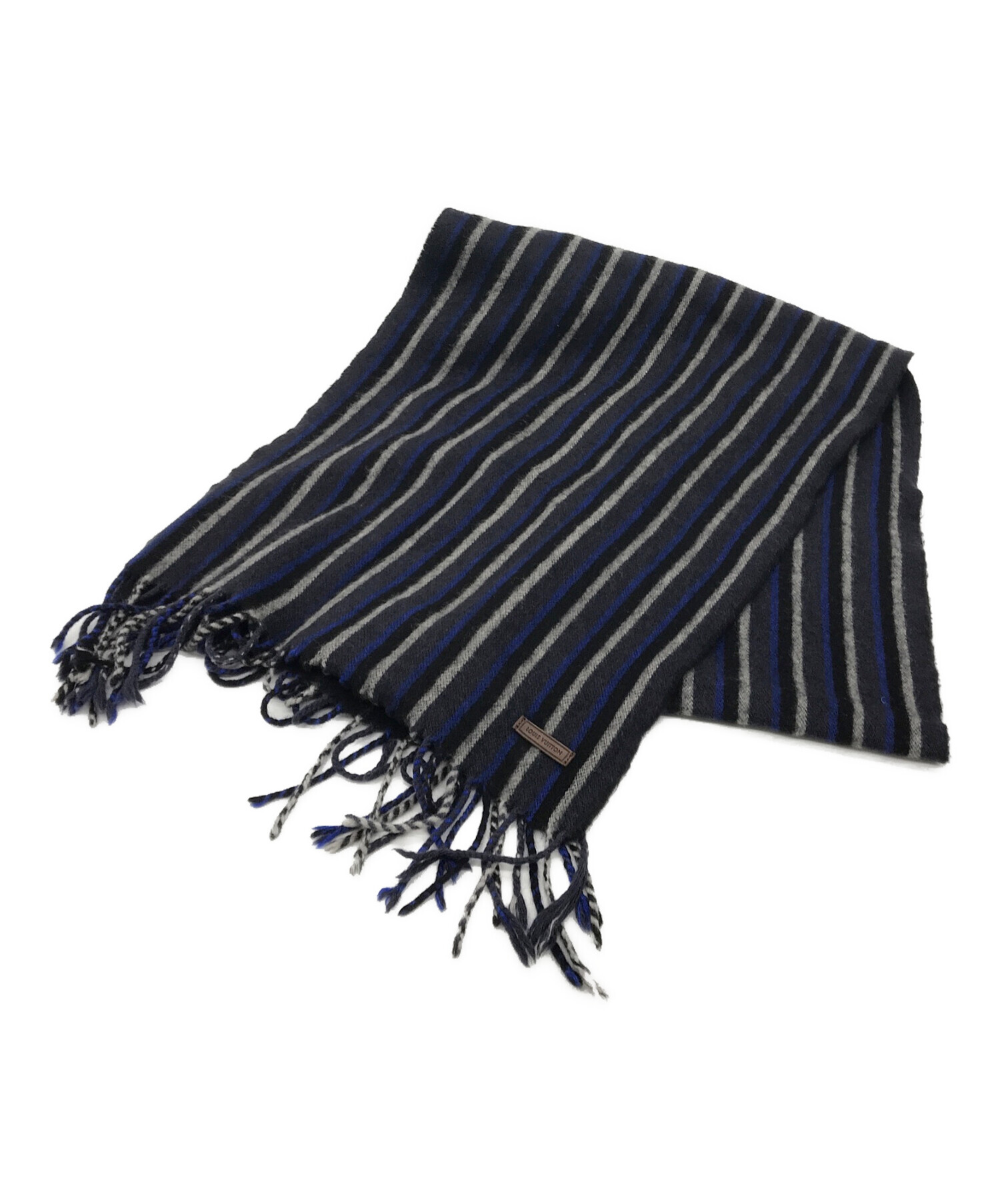 Louis Vuitton モノグラムマフラー ネイビー/グレー 中古・古着通販】LOUIS VUITTON (ルイ ヴィトン) マフラー ネイビー