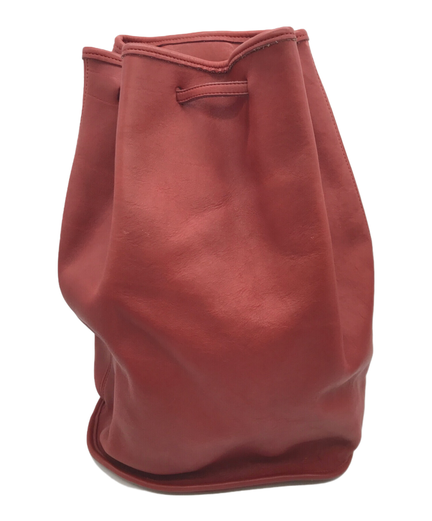 中古・古着通販】COACH (コーチ) 巾着レザーショルダーバッグ レッド