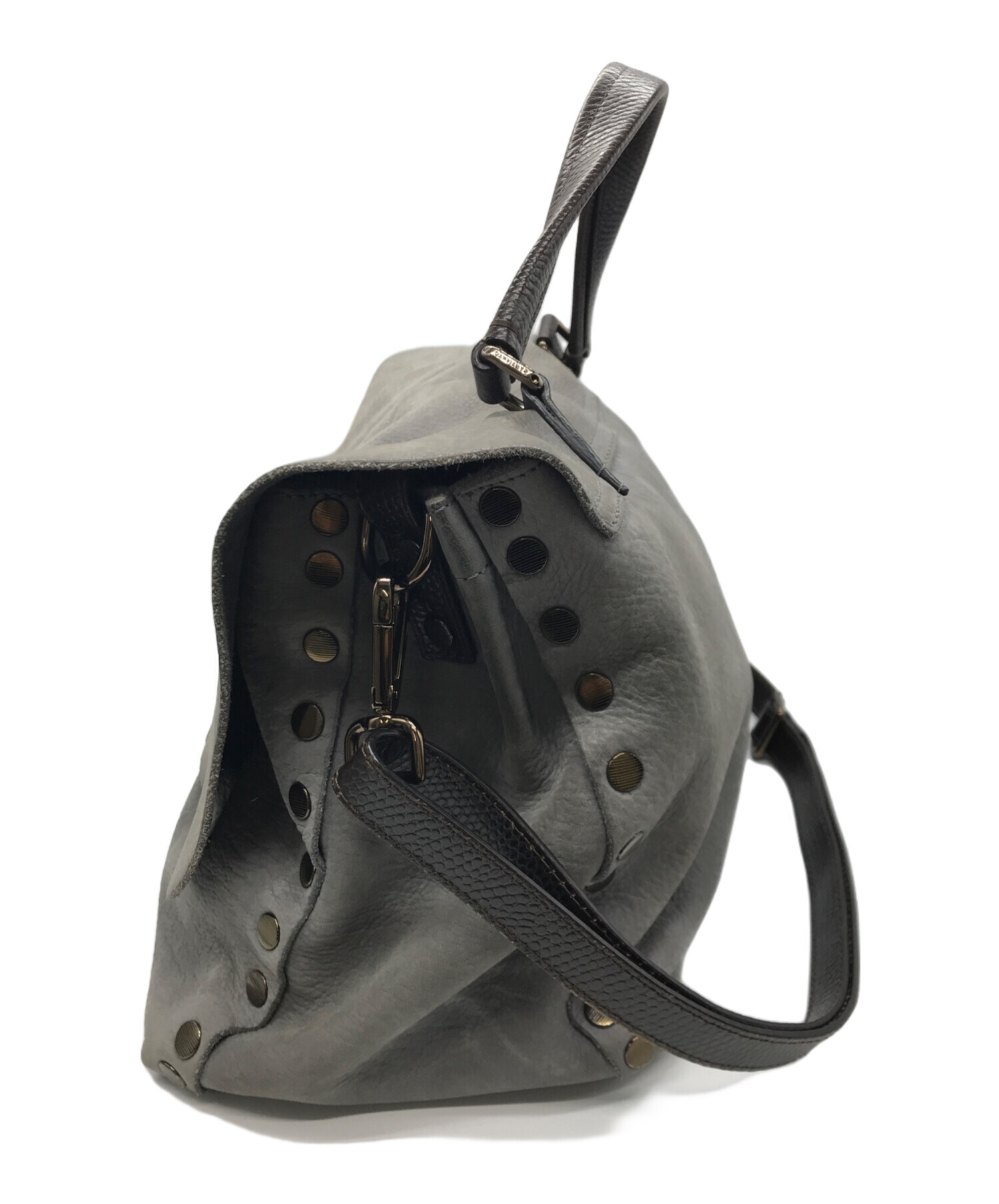 ZANELLATO ショルダーバッグ 4293150 グレー 中古・古着通販】ZANELLATO (ザネラート) POSTINA M 2WAYショルダー