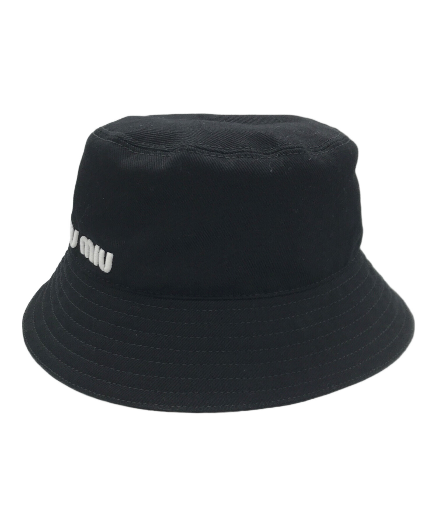 miumiu バケットハット黒 S KU ファッション ミュウミュウMIU MIU ブラック バケットハット S
