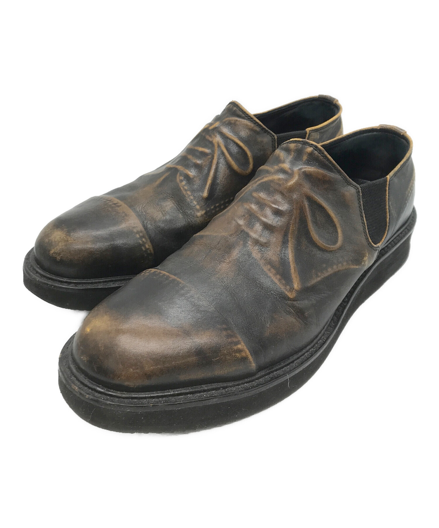 【未使用】 MIHARA YASUHIRO ドレスシューズ 25cm 中古・古着通販】MIHARA YASUHIRO (ミハラヤスヒロ) 炙り出し レザー