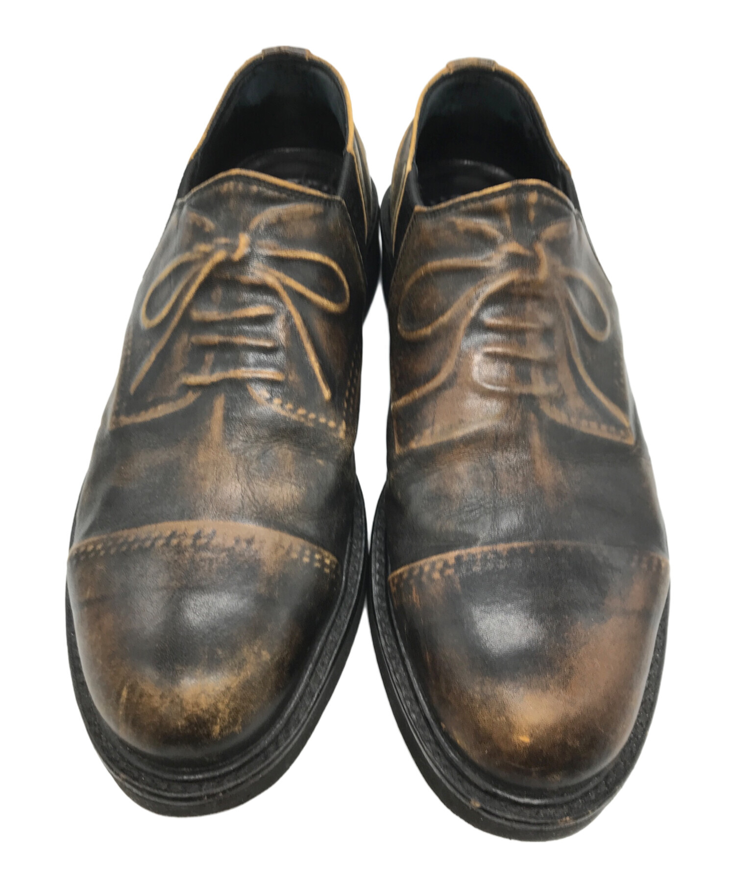 【未使用】 MIHARA YASUHIRO ドレスシューズ 25cm 中古・古着通販】MIHARA YASUHIRO (ミハラヤスヒロ) 炙り出し レザー
