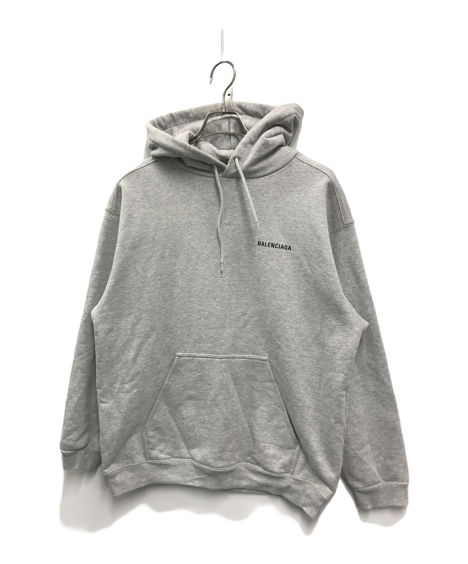 BALENCIAGA (バレンシアガ) フードロゴ　プルオーバーパーカー グレー 中古・古着通販】BALENCIAGA (バレンシアガ) プルオーバー パーカー