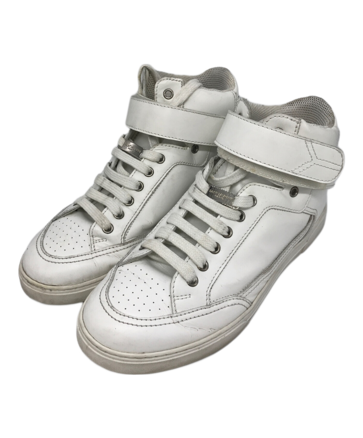 SAINT LAURENT ホワイト スニーカー SAINT LAURENT ホワイトハイカットスニーカー 中古・古着通販Saint