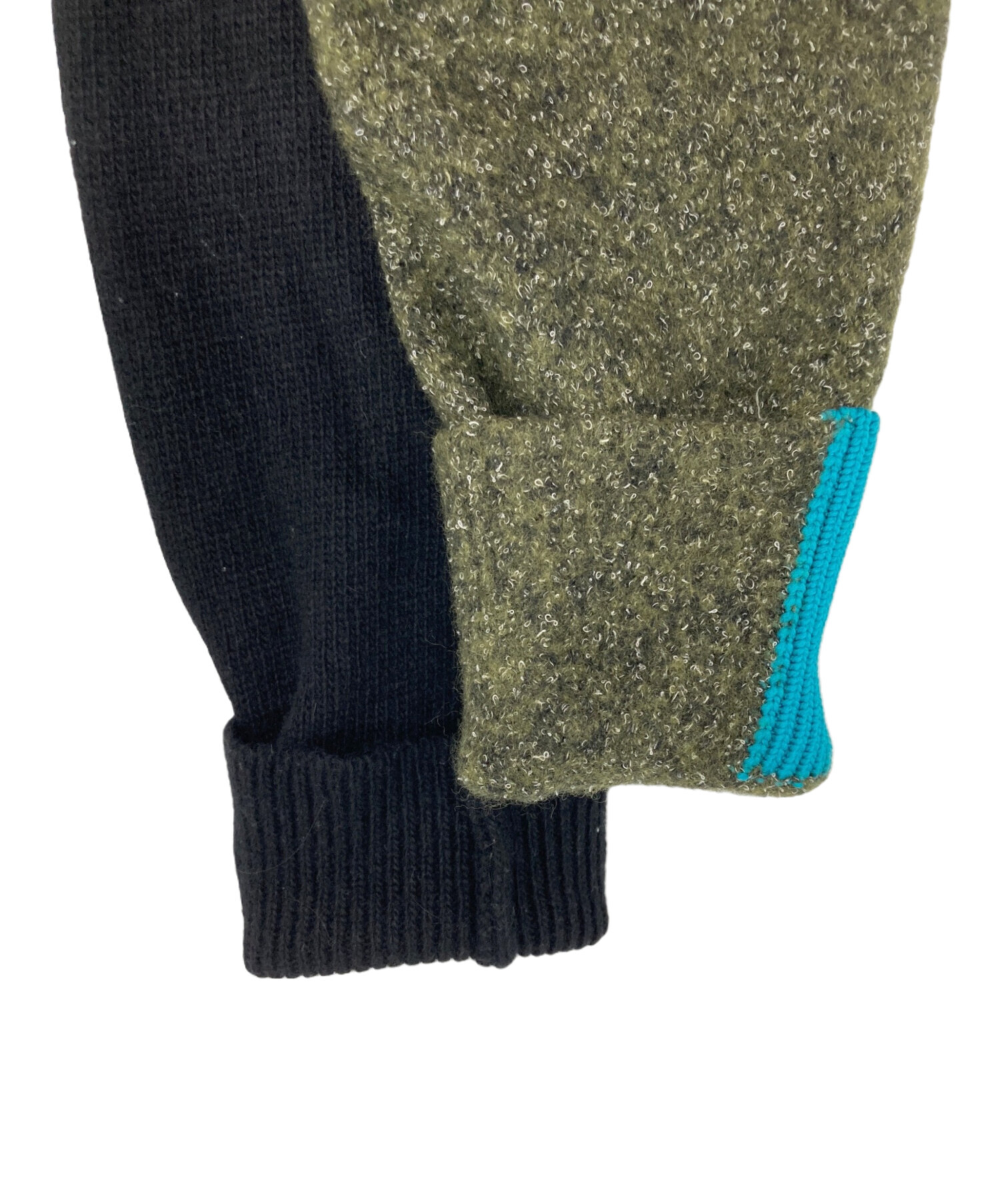 美品☆DIESEL タートルネックセーター グリーン・イエロー 中古・古着通販】DIESEL (ディーゼル) K-MEL 切替タートルネックニット