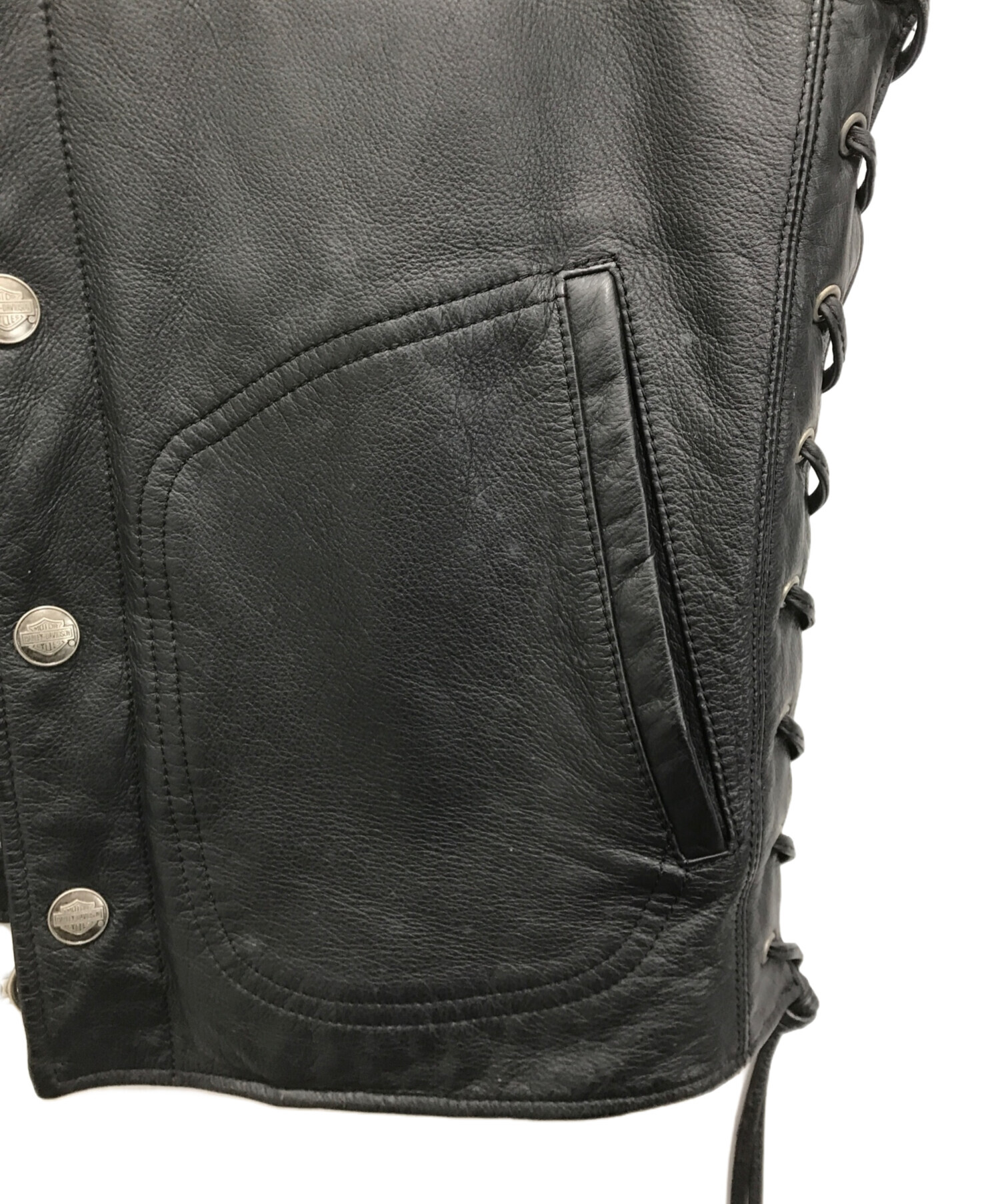 HARLEY-DAVIDSON ブラックレザーベスト【XL】純正チェーン付き Amazon.com: Iconic Harley HD Men's Passing Link Leather Biker Vest