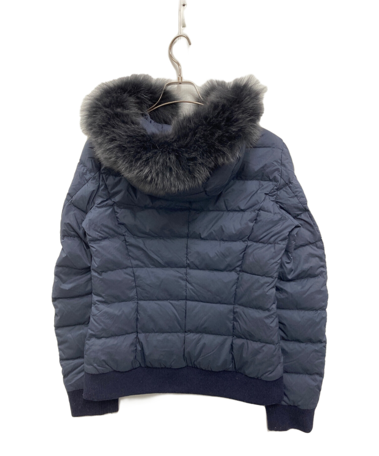 Herno ファー付きダウンジャケット 42 中古・古着通販】HERNO (ヘルノ) ファー付きダウンジャケット ネイビー