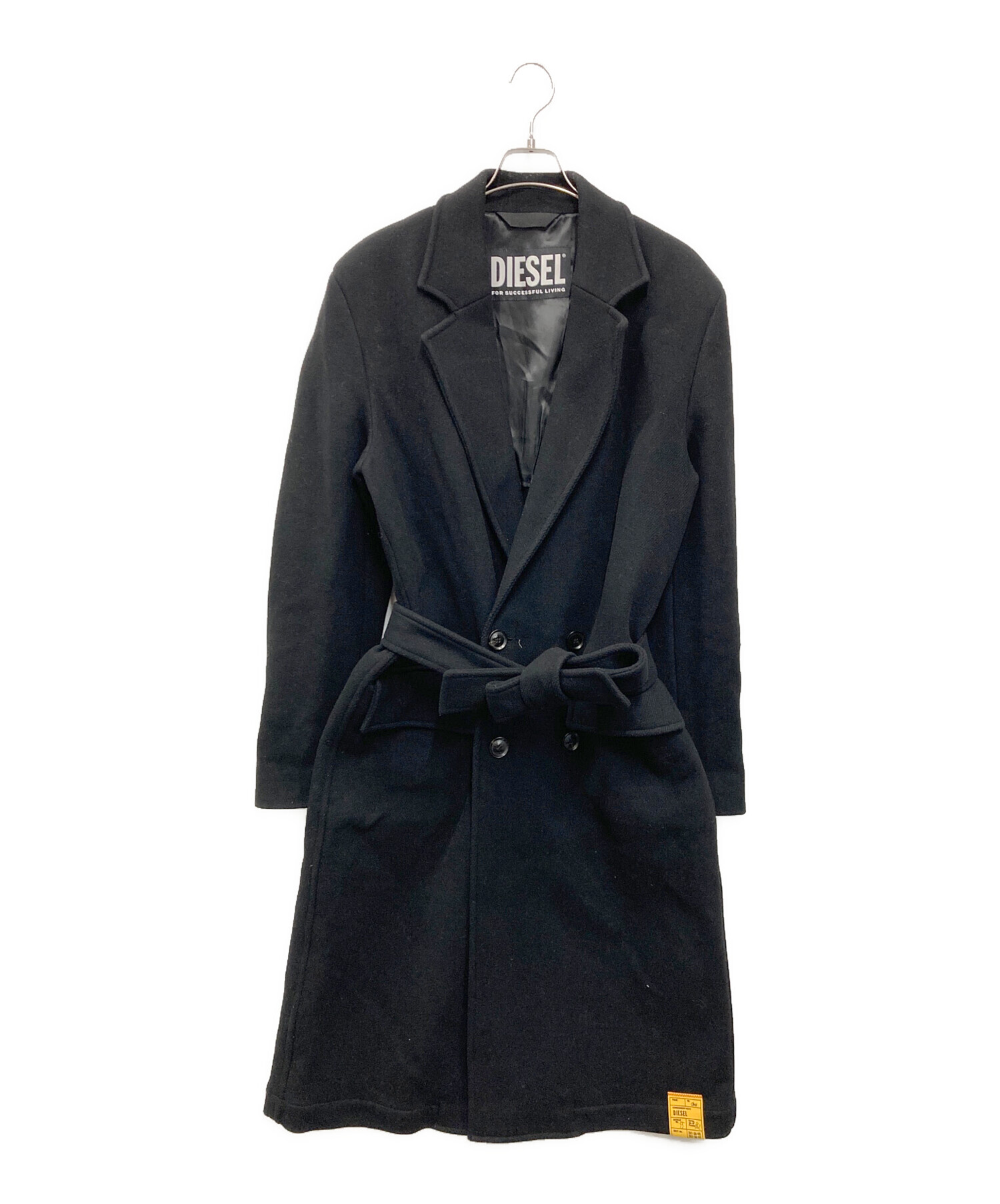 美品　DIESEL ディーゼル　チェスターコート　レザー　ニット　切替　黒 美品 DIESEL ディーゼル チェスターコート レザー ニット 切替 黒