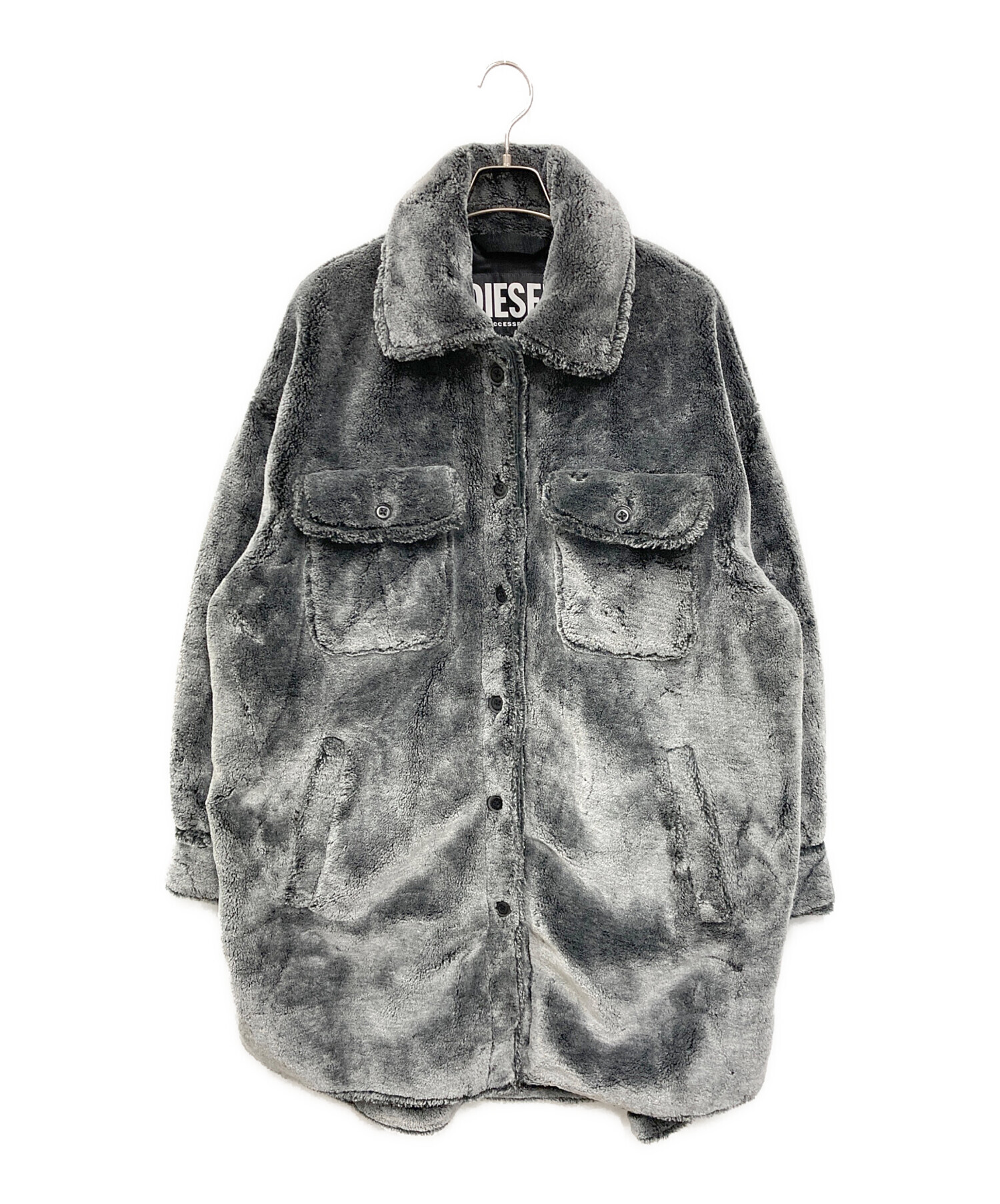 年内迄出品【お買い得】DIESEL グレー系 ファーコート 新品未使用 中古・古着通販】DIESEL (ディーゼル) RO-OUT フェイクファーコート