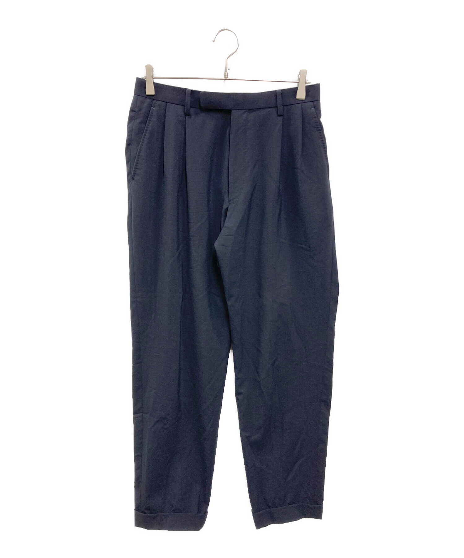 COMOLI ネイビー 春夏用スラックス　コモリ 中古・古着通販】COMOLI (コモリ) ウール 2タックパンツ ネイビー