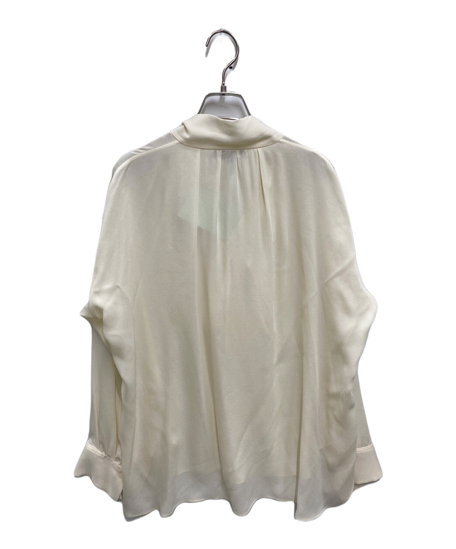 美品 ドゥロワー シルク混のギャザーブラウス ホワイト Drawer C458 美品 ドゥロワー シルク混のギャザーブラウス ホワイト Drawer C458
