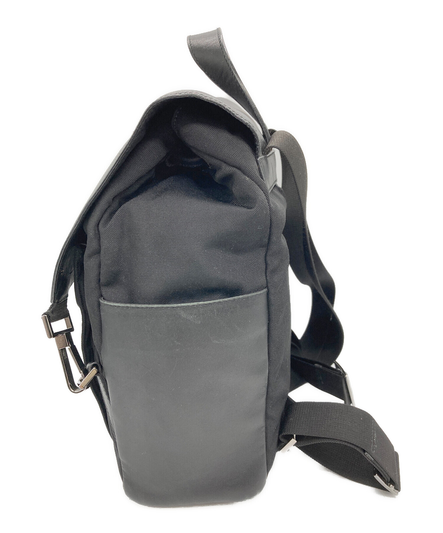 中古・古着通販】GUCCI (グッチ) ナイロンレザーリュック ブラック 