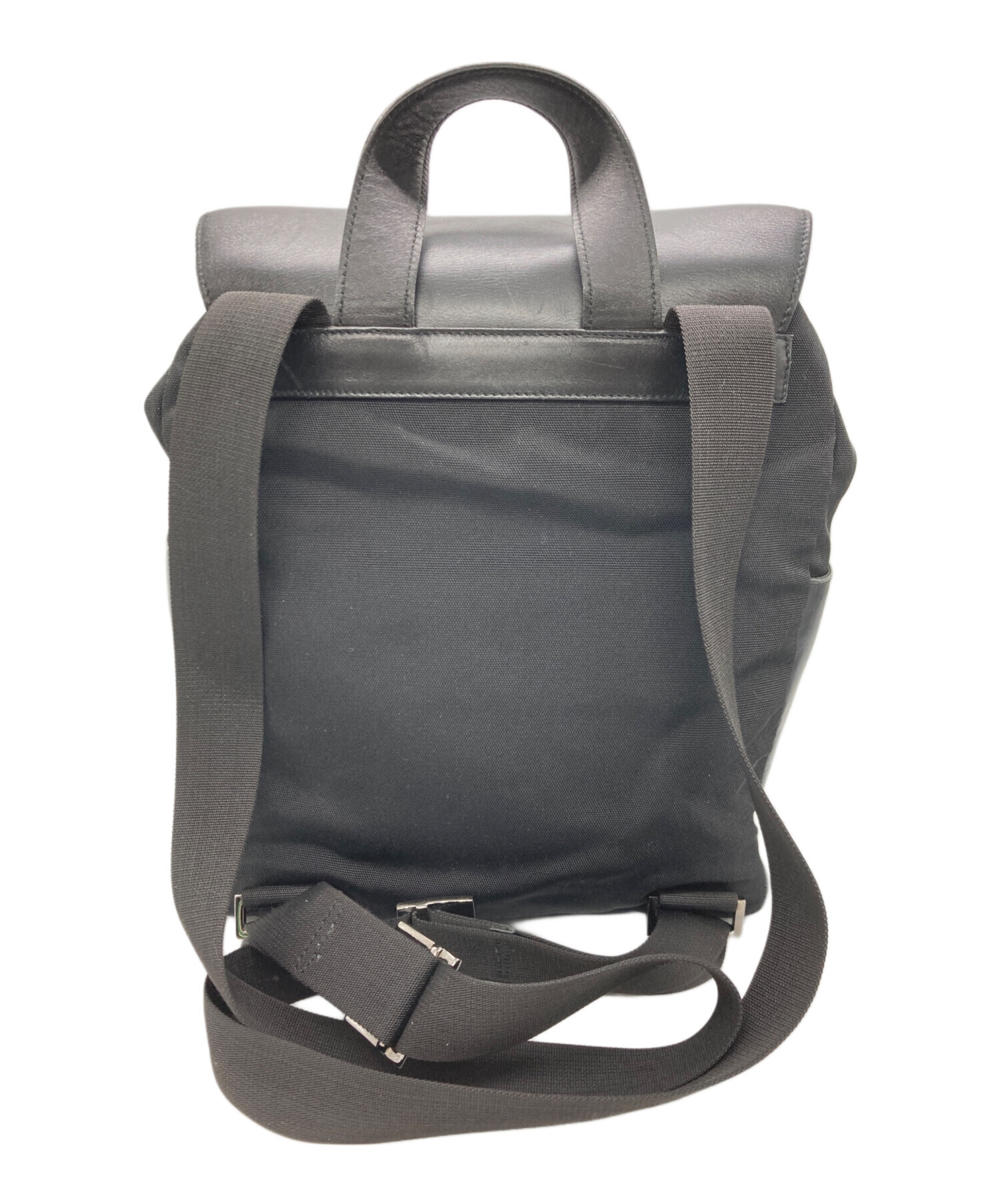 中古・古着通販】GUCCI (グッチ) ナイロンレザーリュック ブラック 