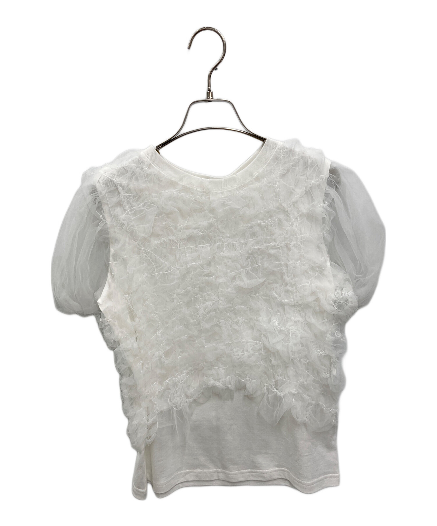 中古・古着通販】CLANE (クラネ) TULLE VEST LAYERED TOPS ホワイト 