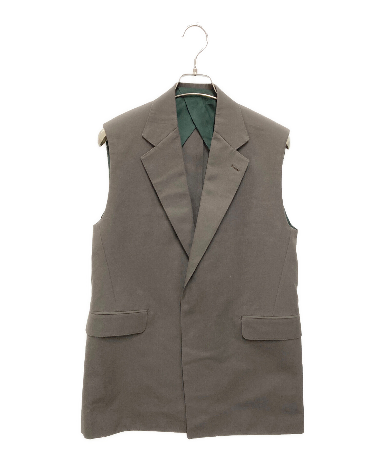 未使用級タグ付 Drawer ドゥロワー リバーシブル ウールチェックジレ