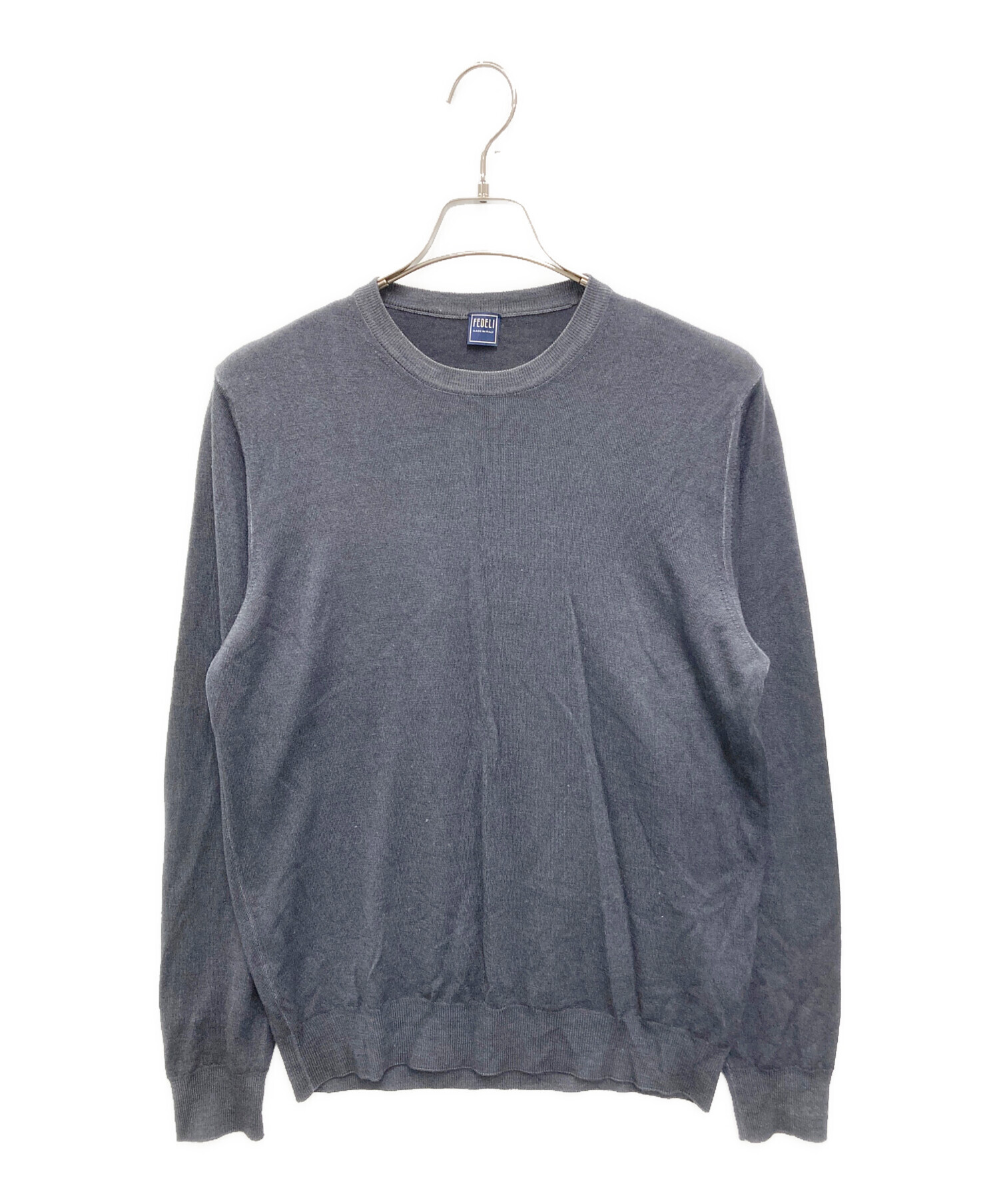中古・古着通販】FEDELI (フェデーリ) クルーネックニット ネイビー 