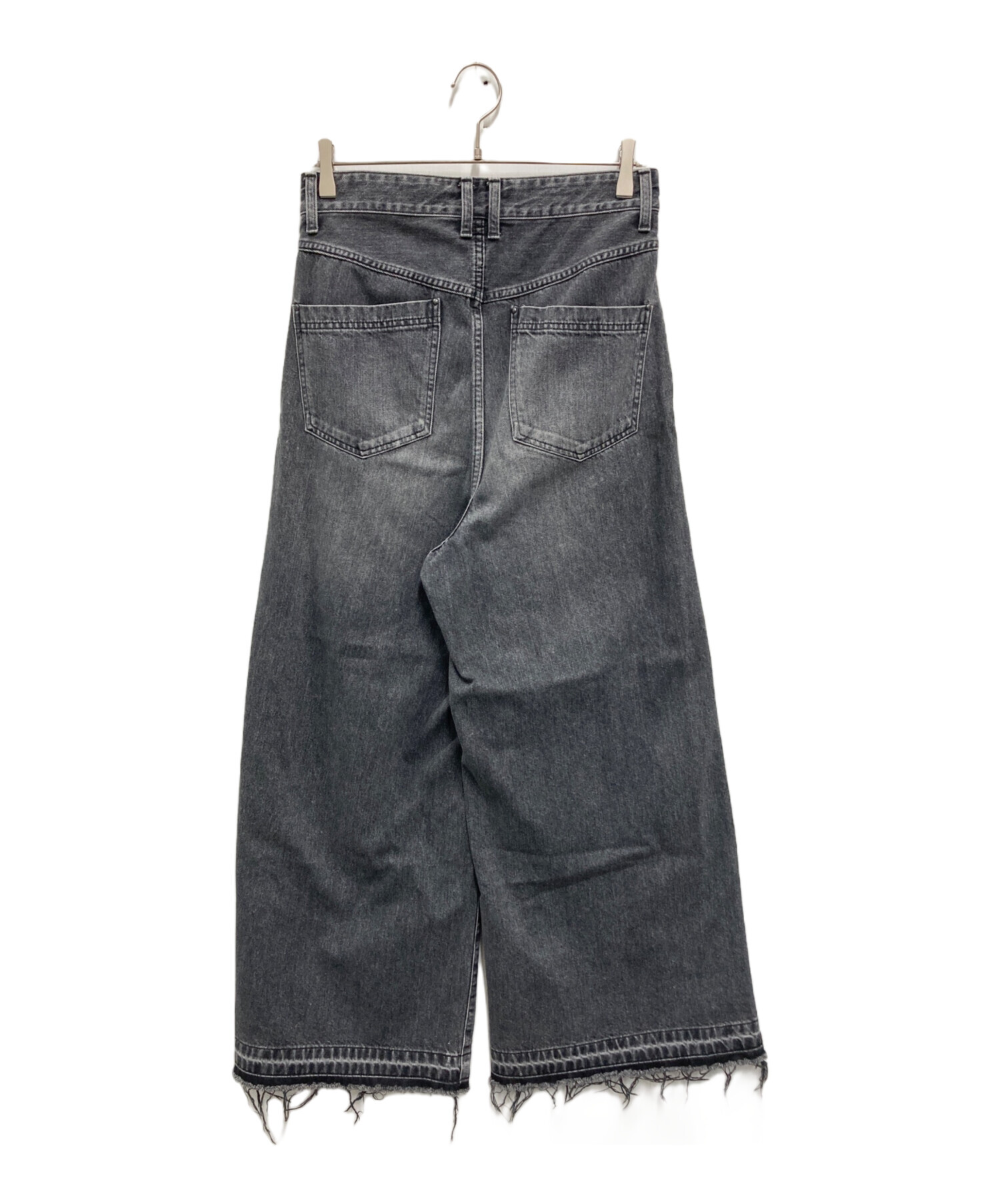 中古・古着通販】juha (ユハ) DAMAGE BAGGY DENIM PANTS ブラック 