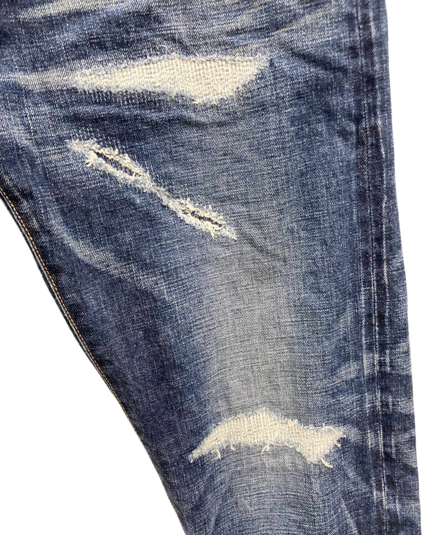 uniform experiment 2023A/W ダメージ加工デニム 4 DAMAGED HEM TUCK WIDE STRAIGHT JEANS（デニムパンツ）｜uniform