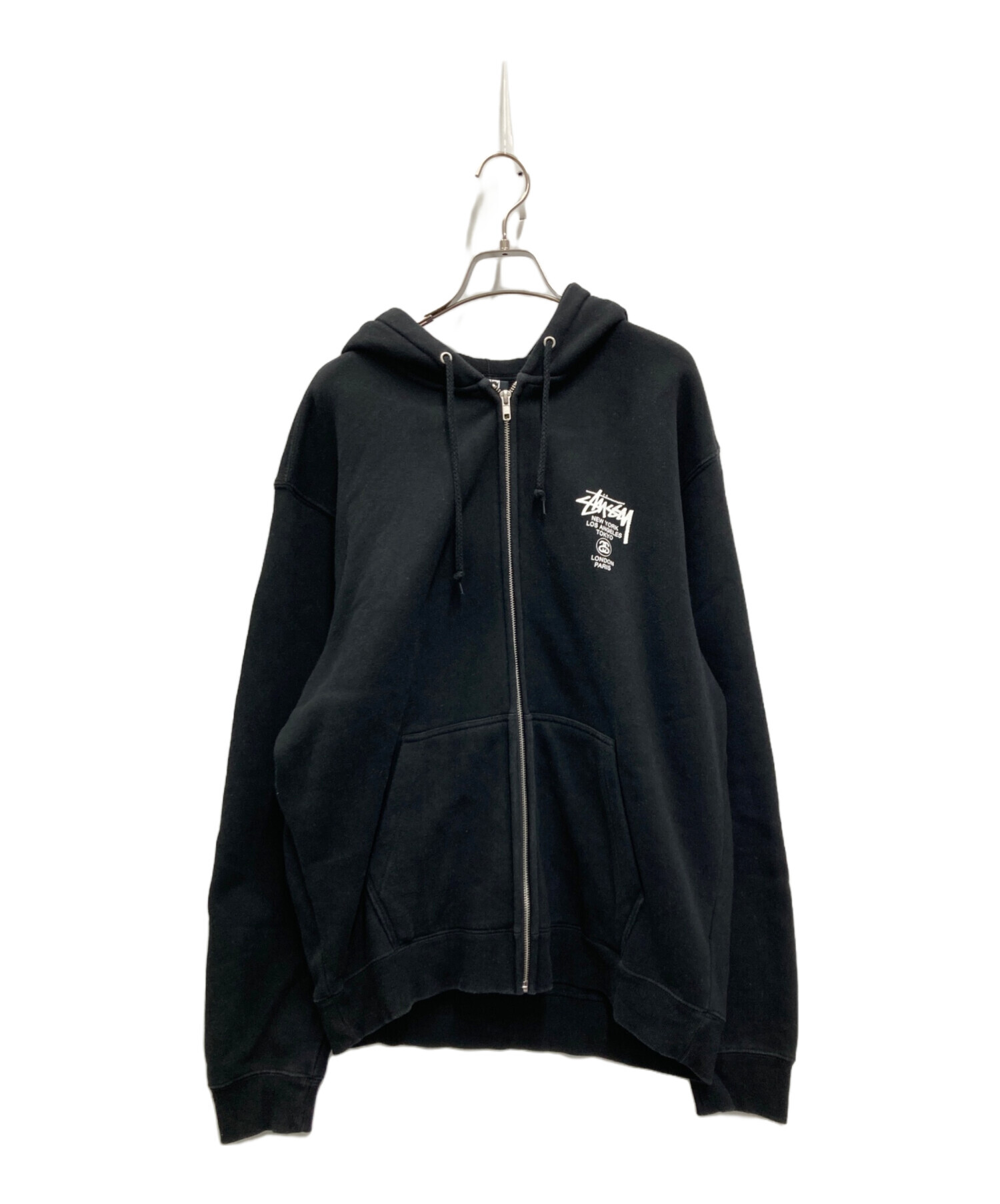 中古・古着通販】stussy (ステューシー) WORLD TOUR ZIP HOOD ブラック 