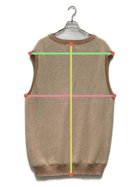 TTT MSW ベージュ Vネック ベスト 中古・古着通販】TTT MSW (ティー) Lame knit vest ベージュ サイズ:M