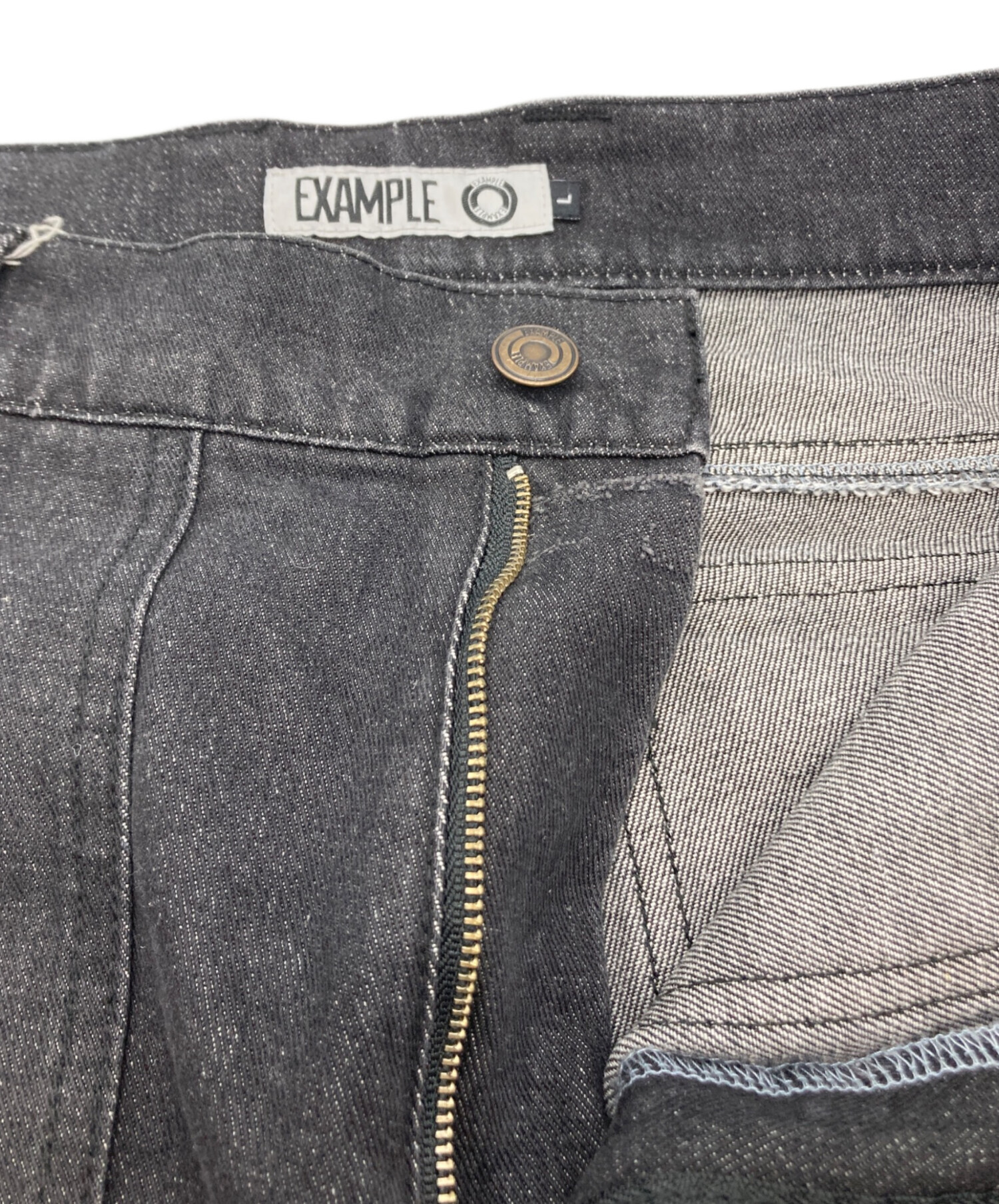 EXAMPLE DENIM BAKER PANTS デニム エグザンプル 中古・古着通販】EXAMPLE (エグザンプル) DENIM BAKER PANTS ブラック