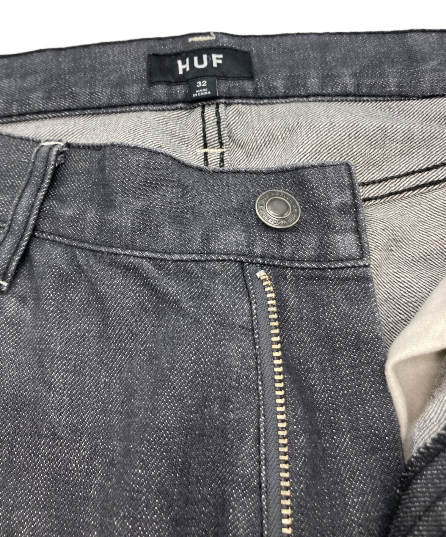中古・古着通販】HUF (ハフ) デニムパンツ ブラック サイズ:32 
