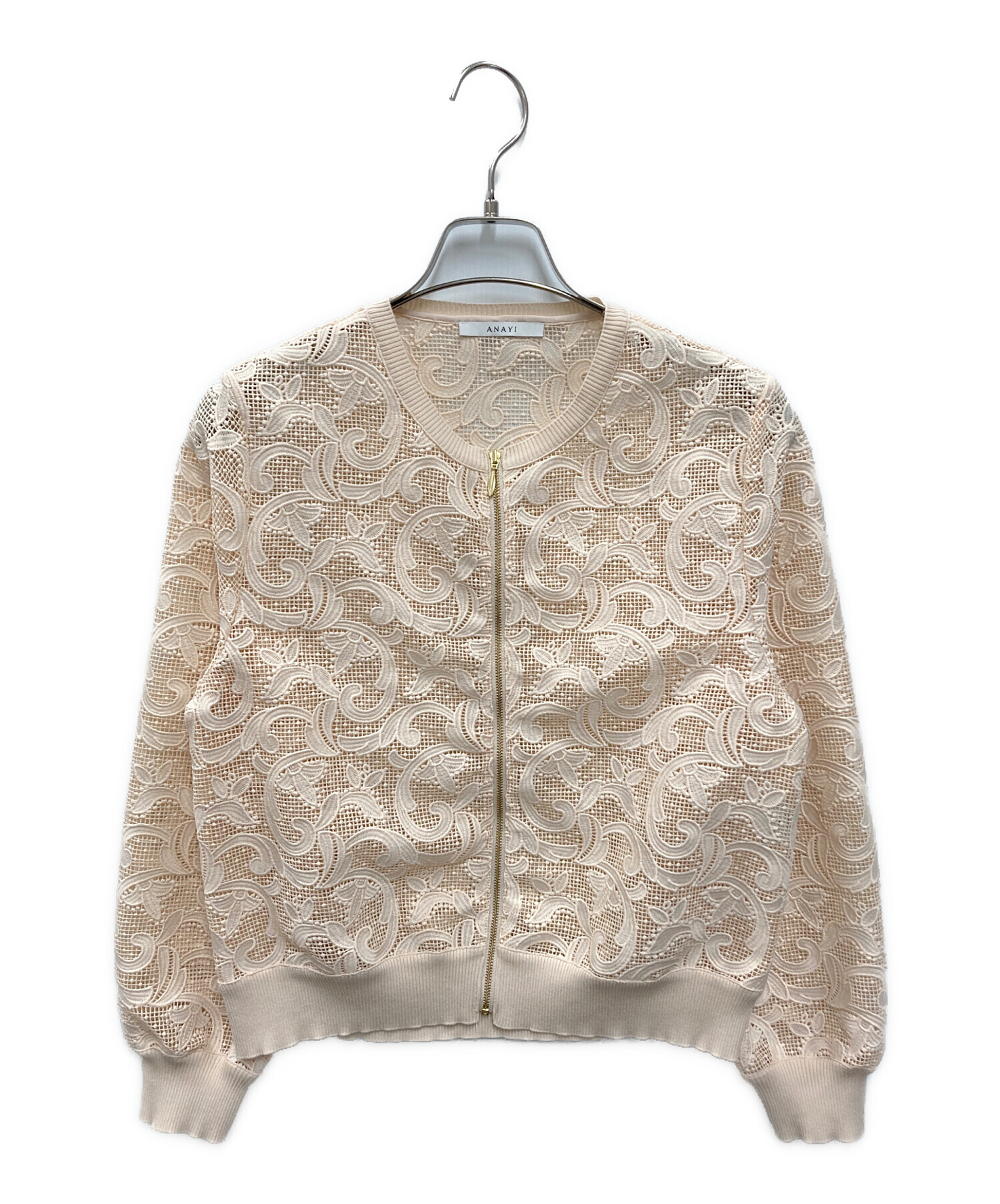 ANAYI レースブルゾン アナイ　ピンクベージュ　2024SS 38 中古・古着通販】ANAYI (アナイ) フルールジップブルゾン ピンク