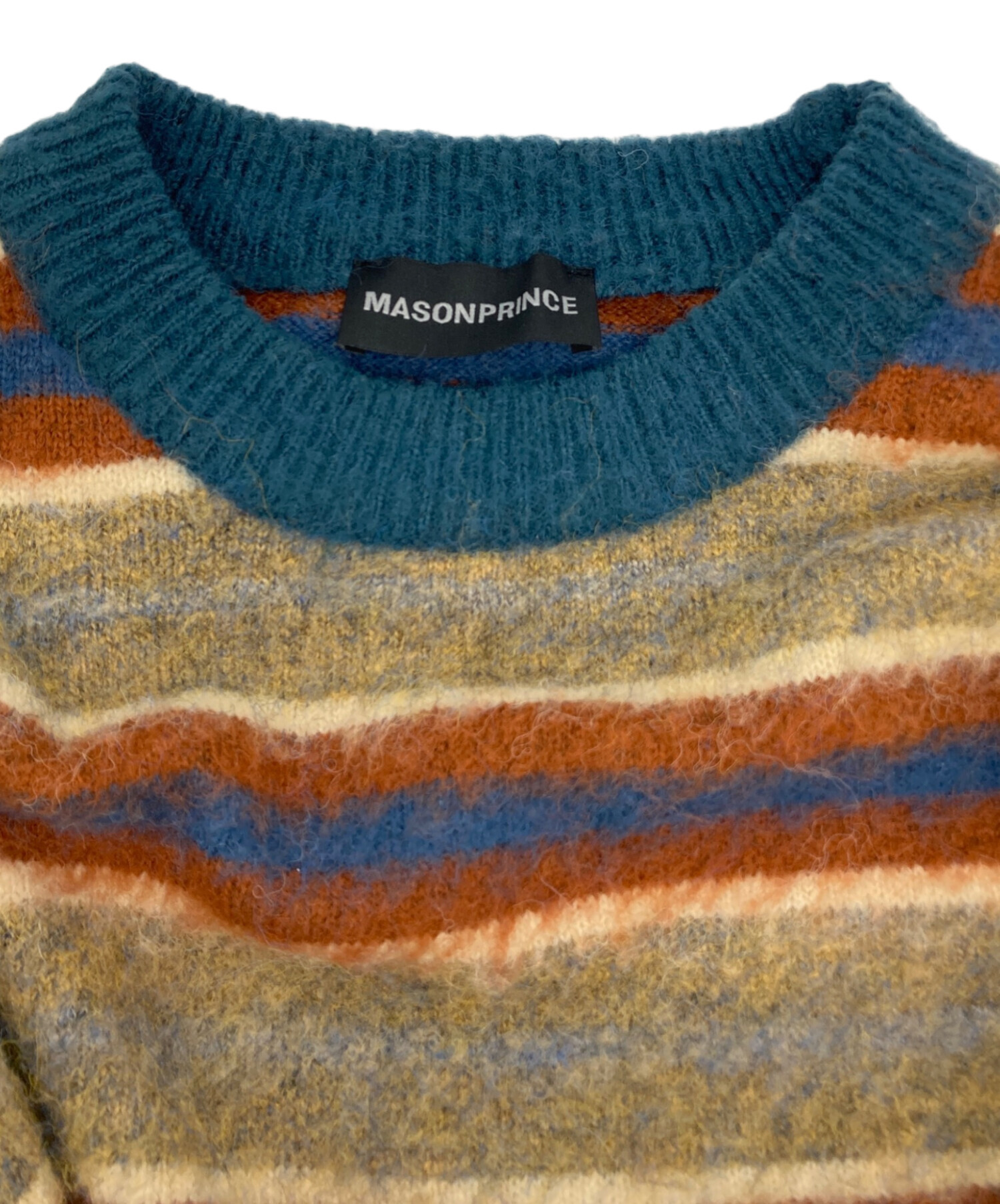 オーバーサイズ ワンポイントロゴ ボーダー ニット 【MASONPRINCE】 オーバーサイズ ワンポイントロゴ ボーダーニット MY2095