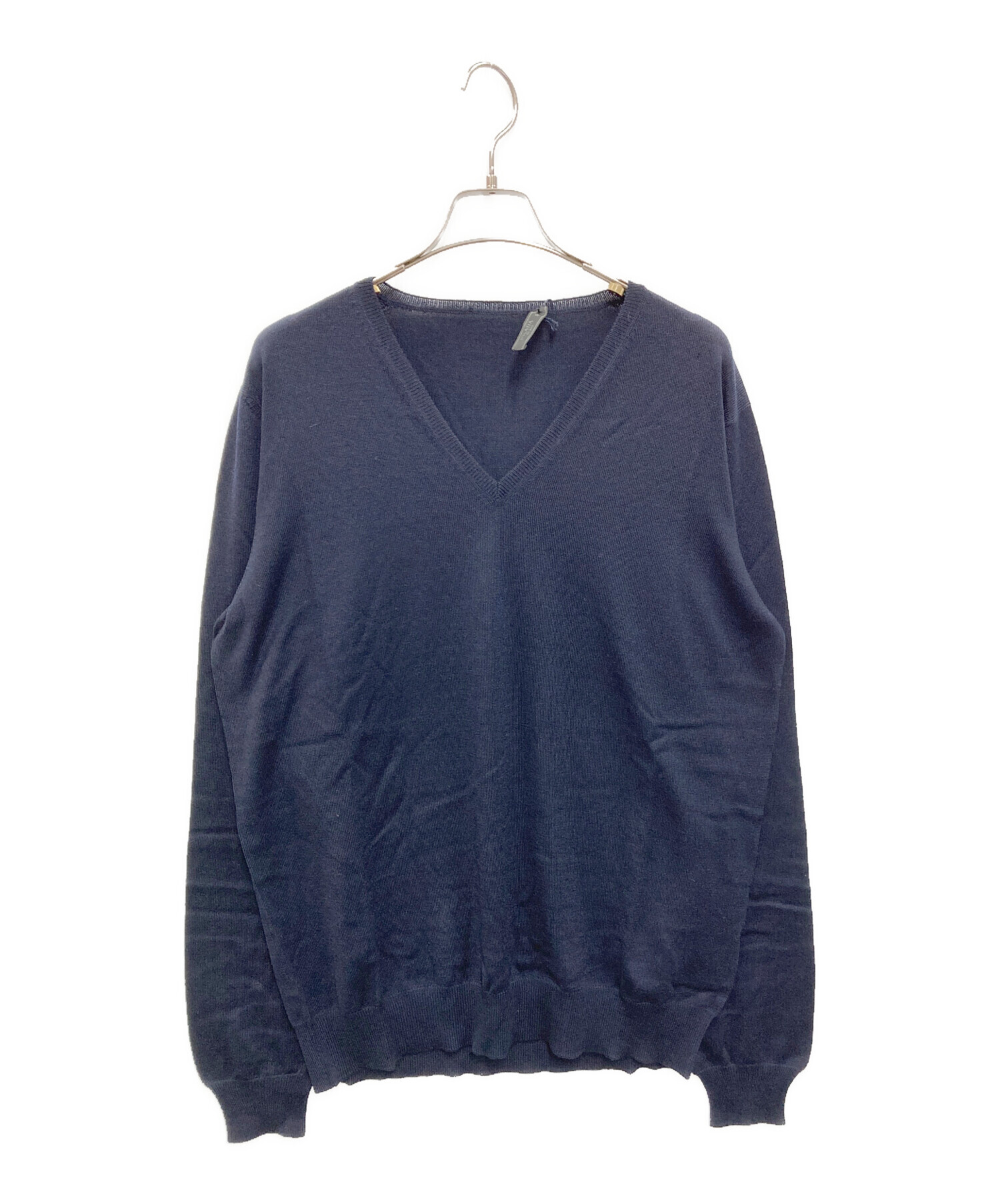PRADAプラダ　Vネックニット　size54 中古・古着通販】PRADA (プラダ) Vネックニット ネイビー サイズ:54
