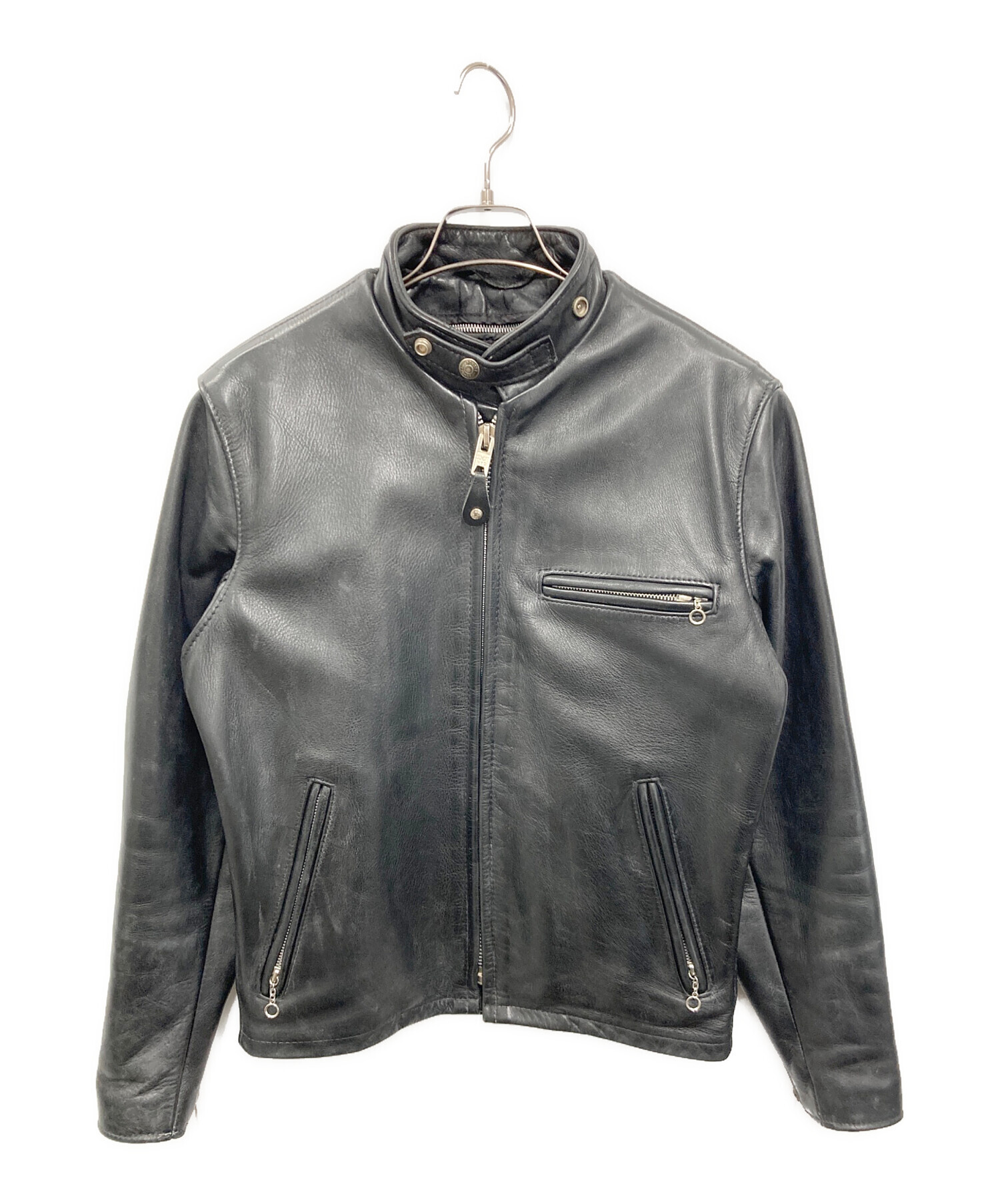 サイズ46 ビンテージボアライナー付き Schott ブラック レザージャケット schott ショット ボアライナー付 シングル ライダース